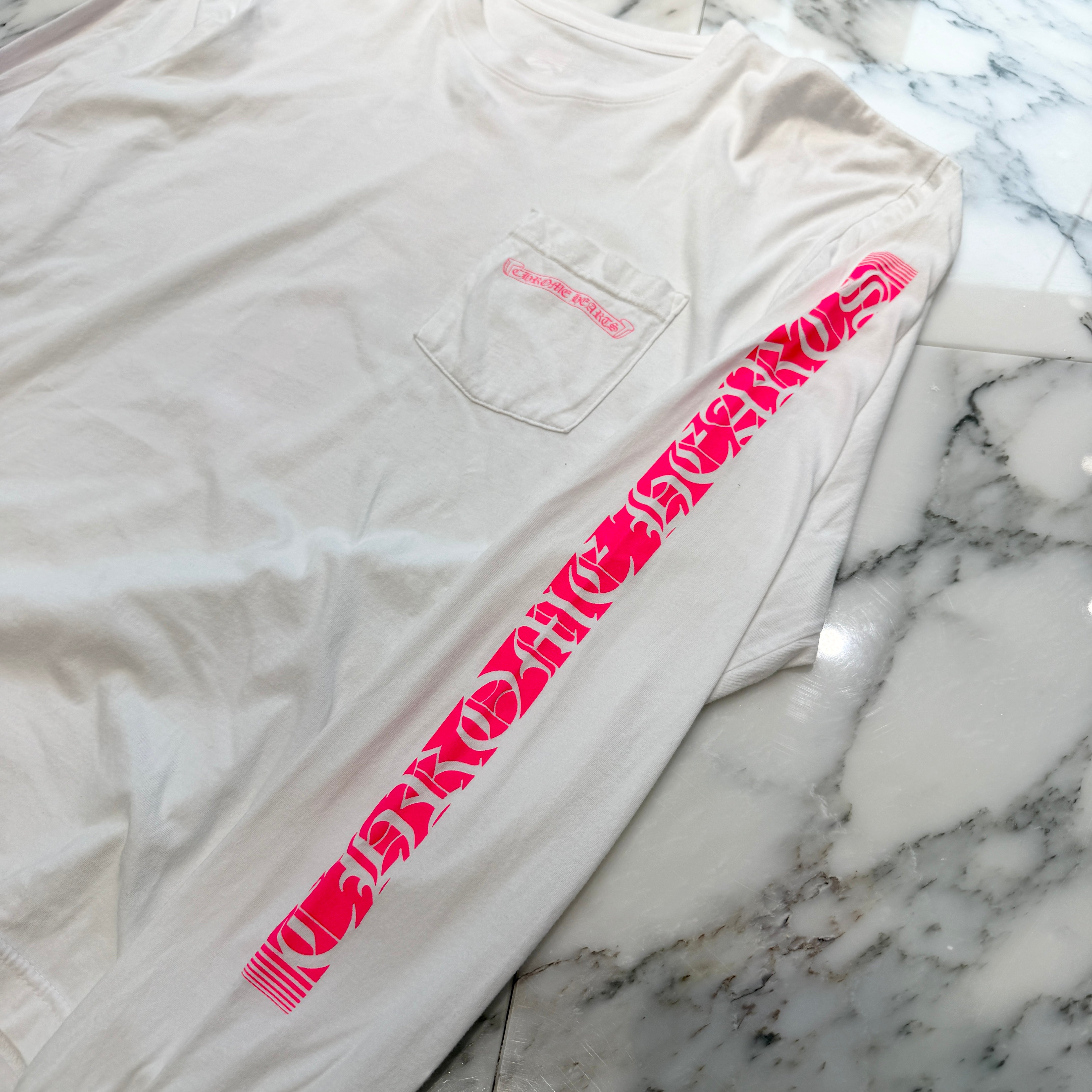 CHROME HEARTS Pink Made In Hollywood Vertical Logo Long Sleeve Tee Size L クロムハーツ ピンク メイドインハリウッド ヴァーティカルロゴ ロングスリーブTシャツ サイズL