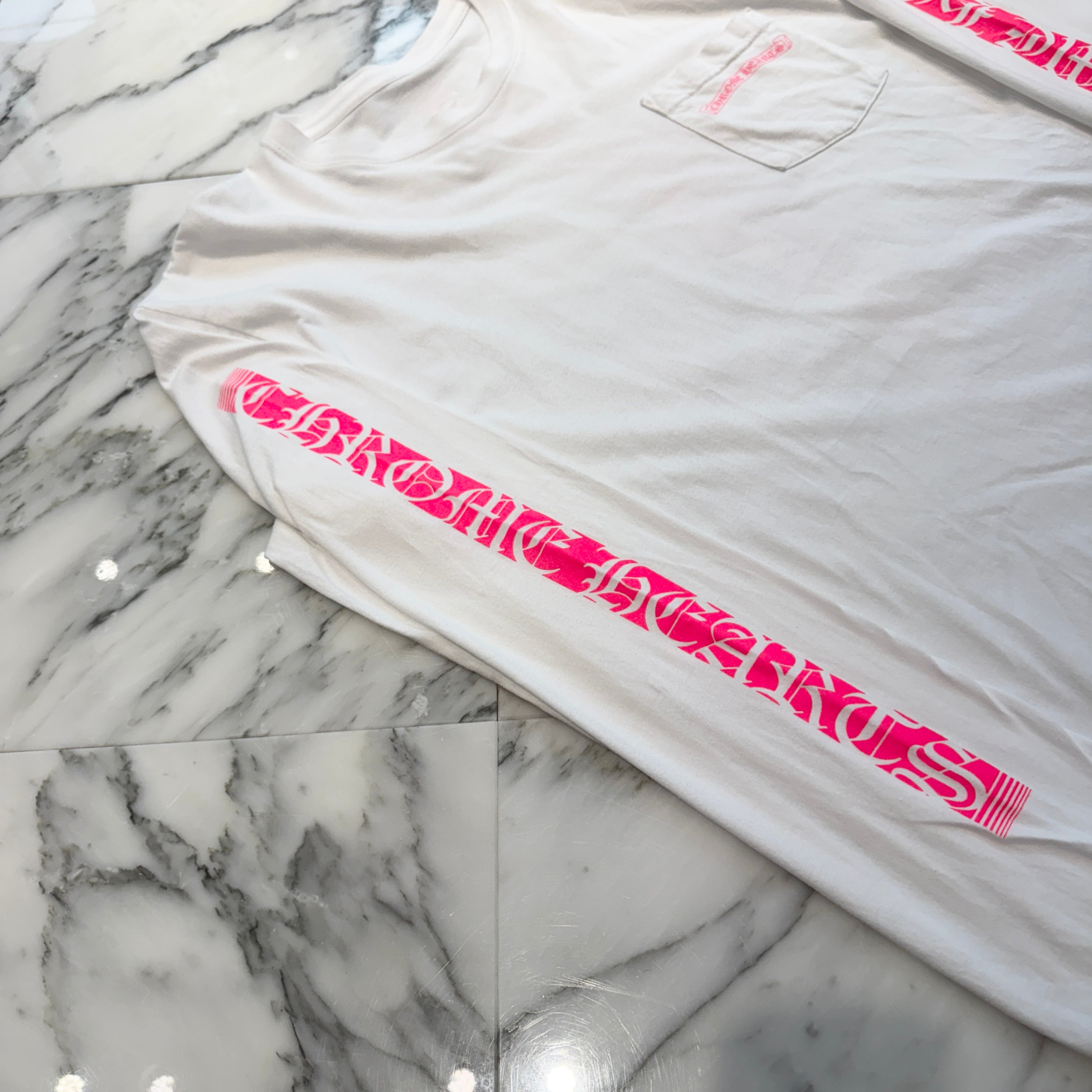 CHROME HEARTS Pink Made In Hollywood Vertical Logo Long Sleeve Tee Size L クロムハーツ ピンク メイドインハリウッド ヴァーティカルロゴ ロングスリーブTシャツ サイズL