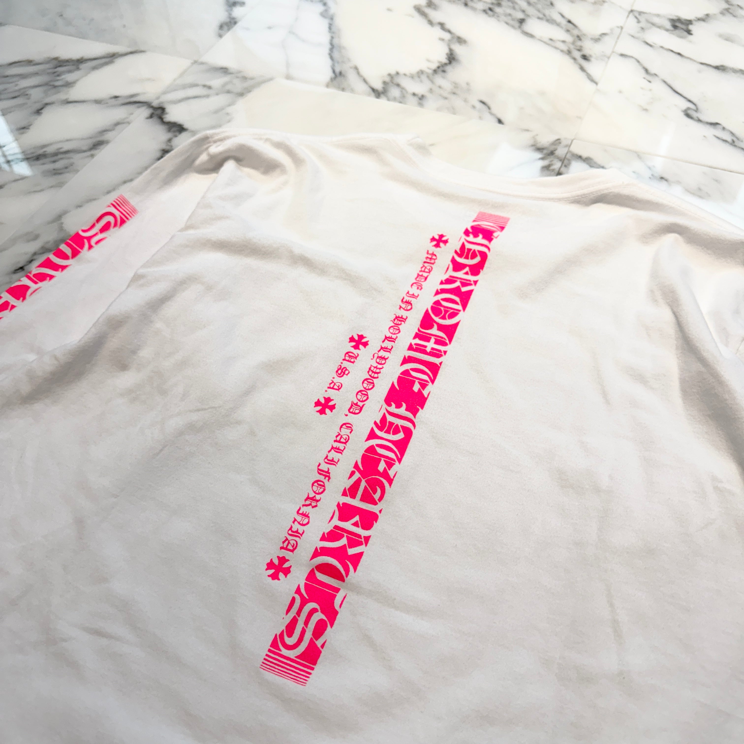 CHROME HEARTS Pink Made In Hollywood Vertical Logo Long Sleeve Tee Size L クロムハーツ ピンク メイドインハリウッド ヴァーティカルロゴ ロングスリーブTシャツ サイズL