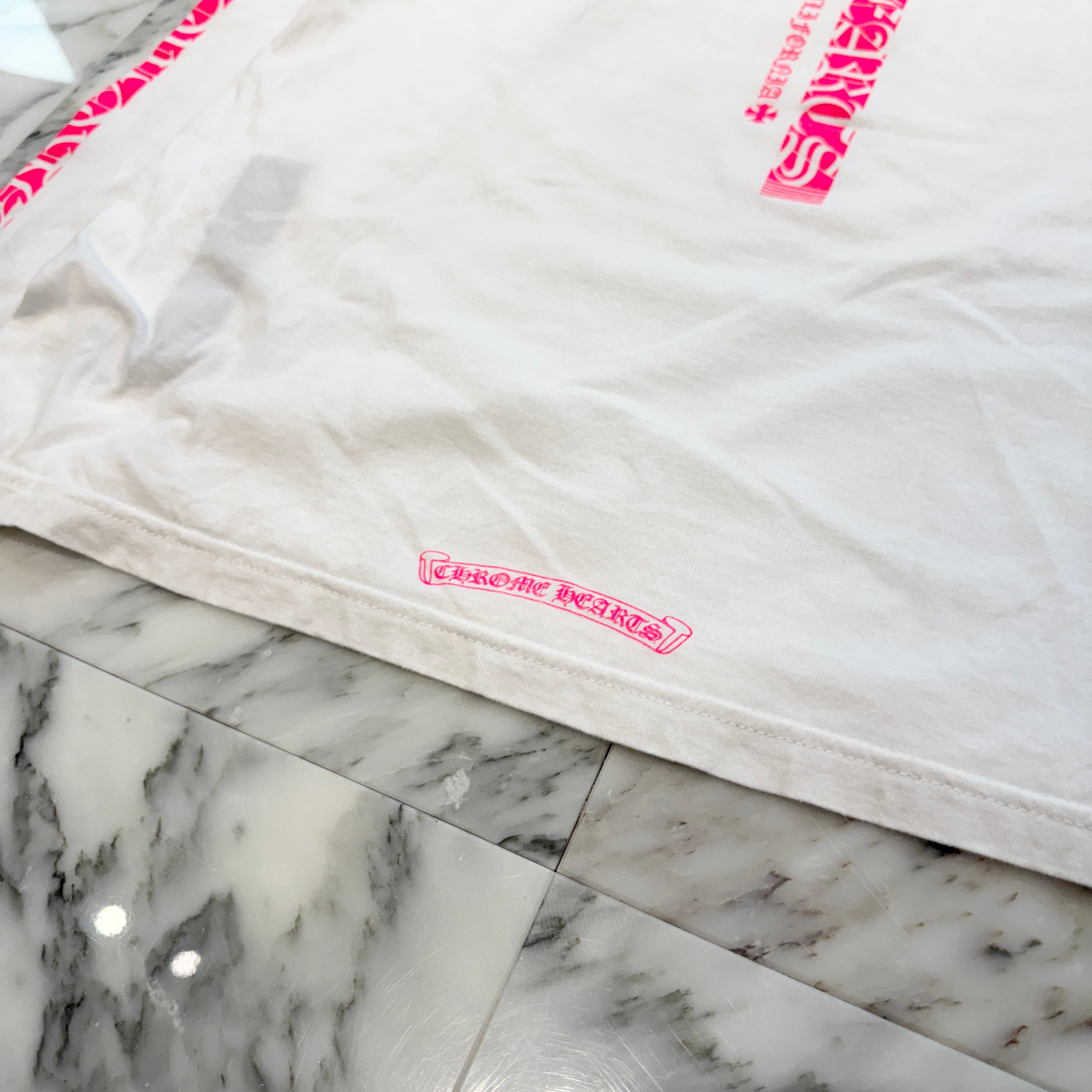 CHROME HEARTS Pink Made In Hollywood Vertical Logo Long Sleeve Tee Size L クロムハーツ ピンク メイドインハリウッド ヴァーティカルロゴ ロングスリーブTシャツ サイズL