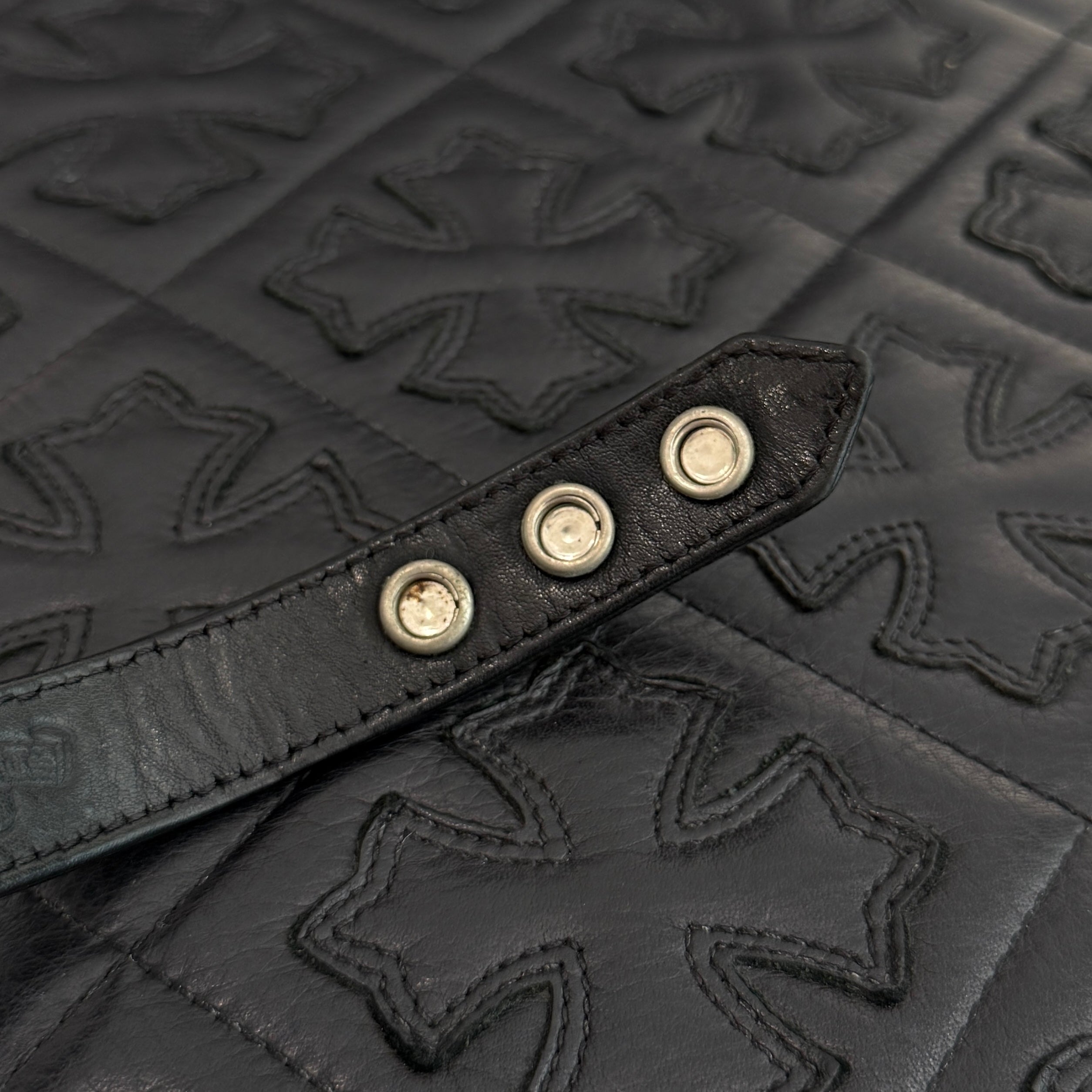 chrome hearts 3btn 2snp レザーブレスレット ブラック CHROME HEARTS クロムハーツ 3BTN 2SNP クロスボール3ボタン2