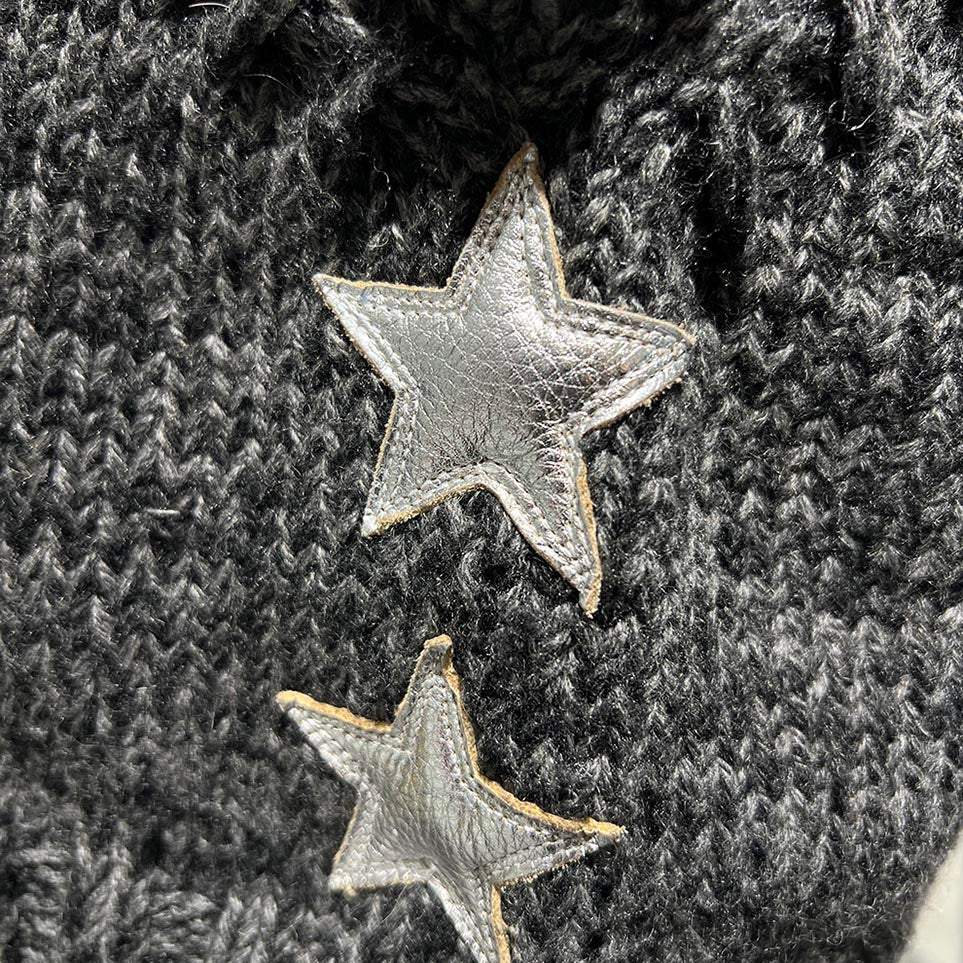 CHROME HEARTS Y NOT Star Leather Patch Cashmere Knit Vest Size S