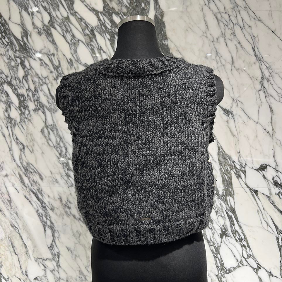 クロムハーツ CHプラスレザーパッチウールニットベスト レディース S Chrome Hearts - クロムハーツ CHプラスレザーパッチウールニット