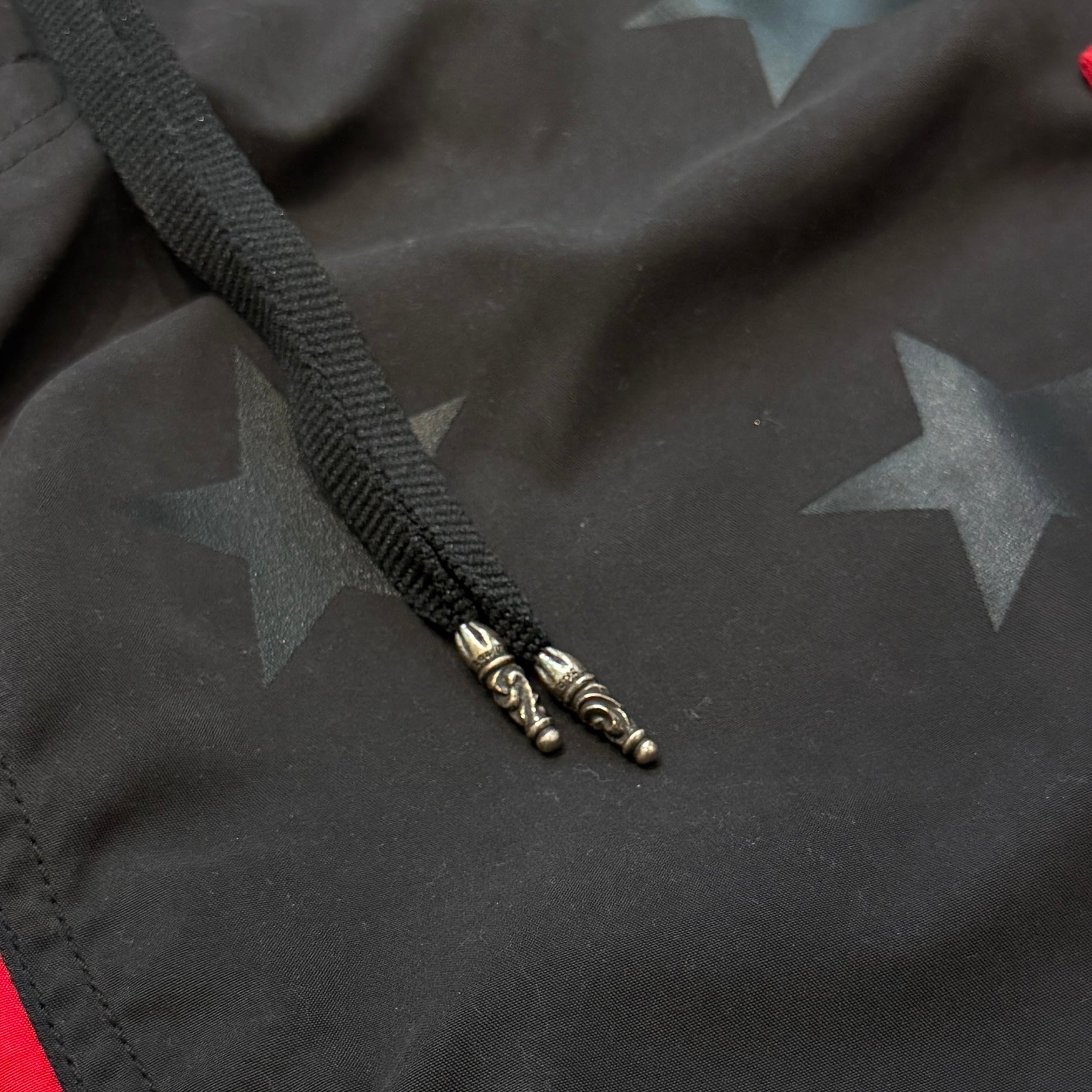 CHROME HEARTS Cross Flare Leather Patch Star Print Swim Pants Size 30 クロムハーツ クロスフレア レザーパッチ スタープリント スウィムパンツ サイズ30