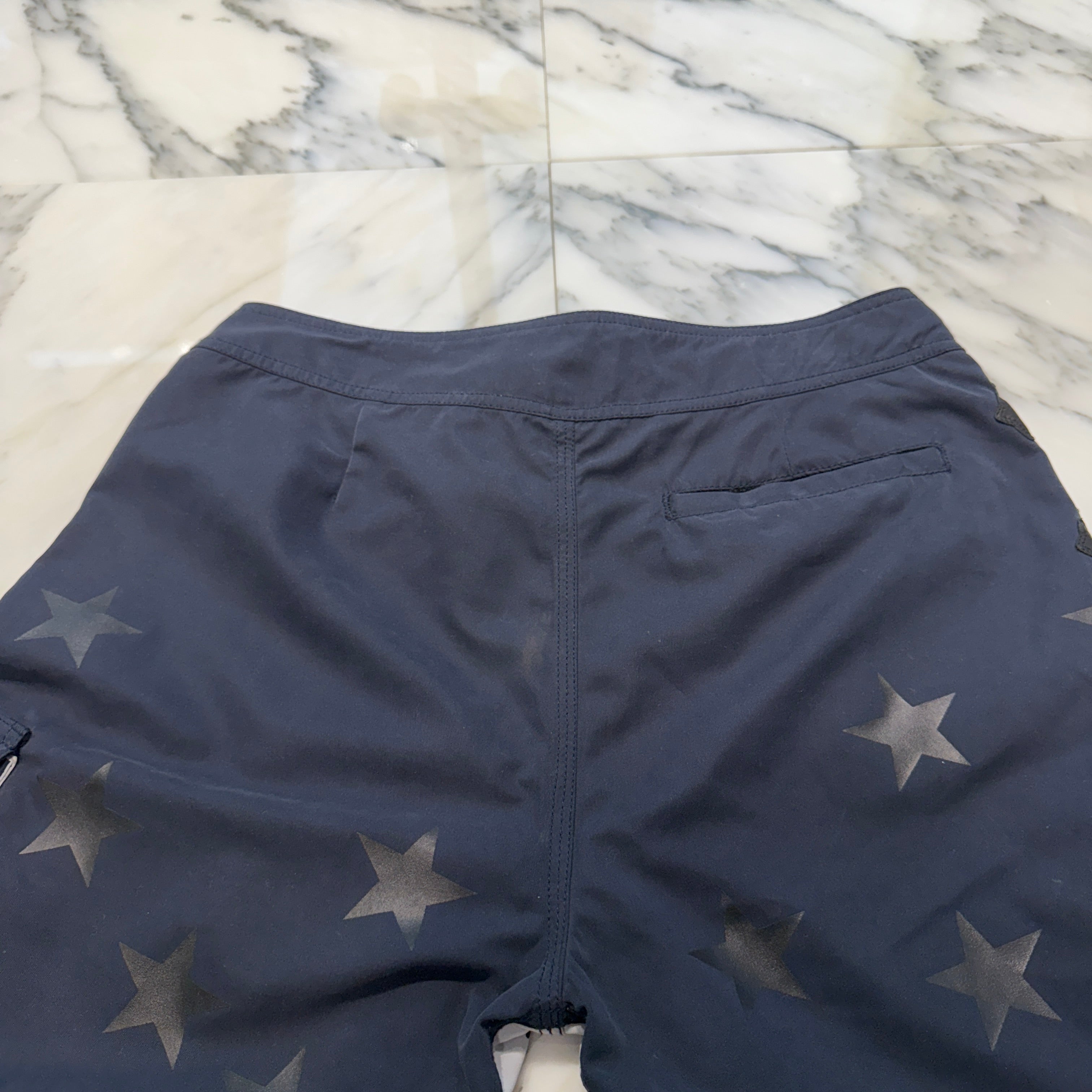 CHROME HEARTS Cross Flare Leather Patch Star Print Swim Pants Size 30 クロムハーツ クロスフレア レザーパッチ スタープリント スウィムパンツ サイズ30