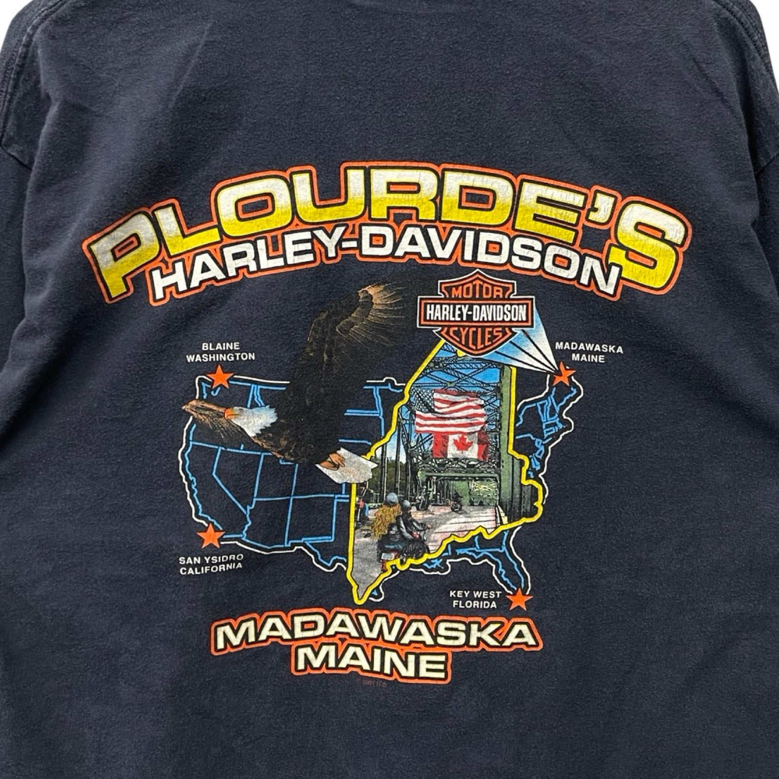 Vintage 00's Harley-Davidson "PLOURDE'S" Madawaska Maine 2007 L/S Tee Size L