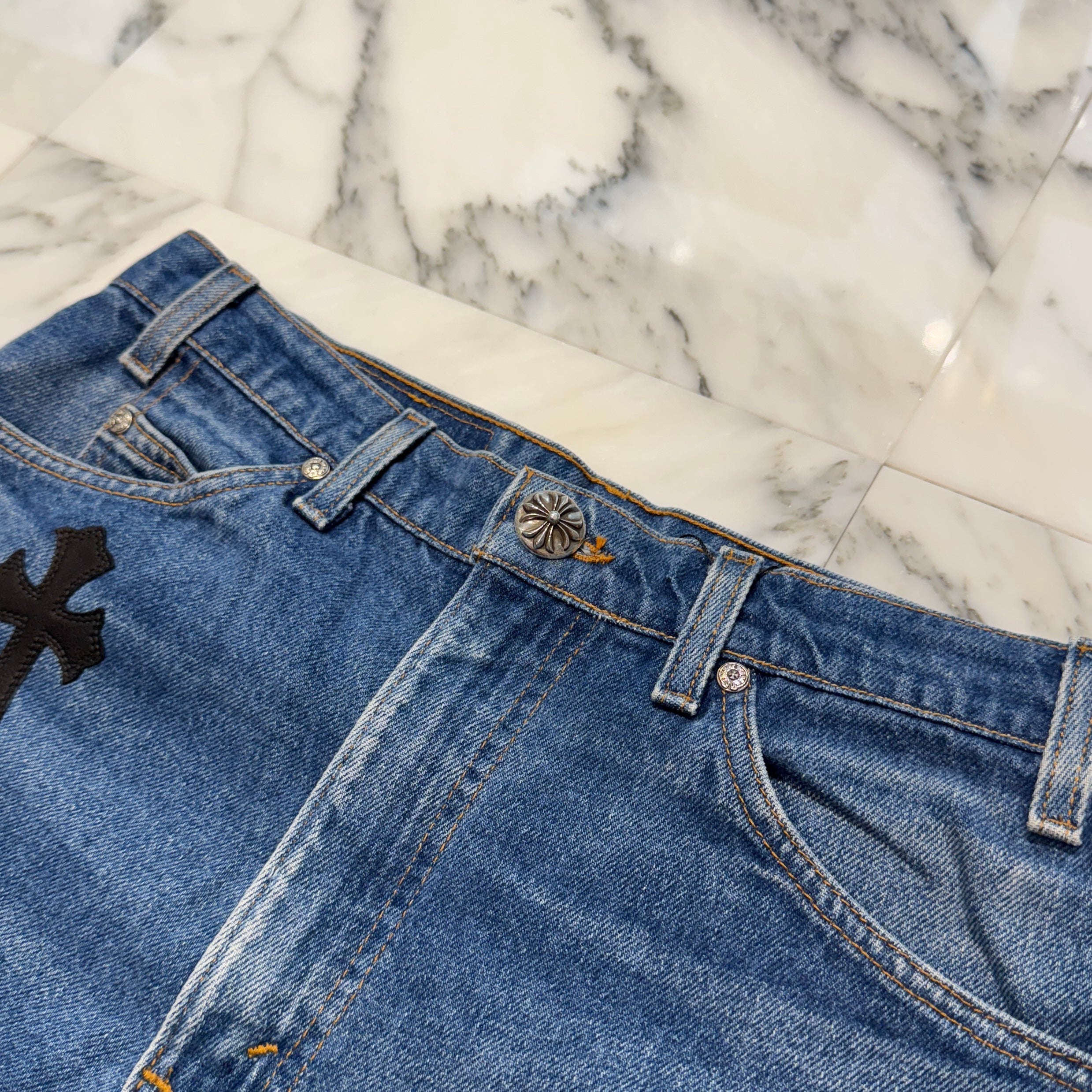 CHROME HEARTS × Levi's 517 VNTG Cross Leather Patch Denim Skirt Size 27 クロムハーツ × リーバイス 517 ヴィンテージ クロスレザーパッチ デニムスカート サイズ27