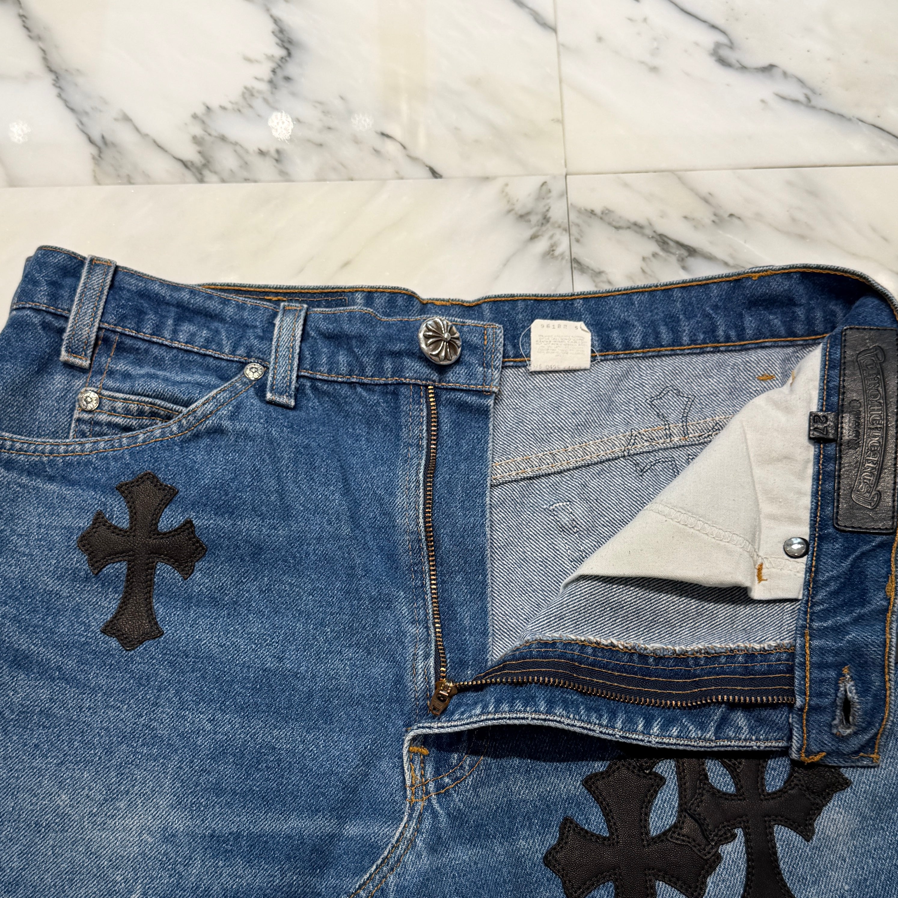 CHROME HEARTS × Levi's 517 VNTG Cross Leather Patch Denim