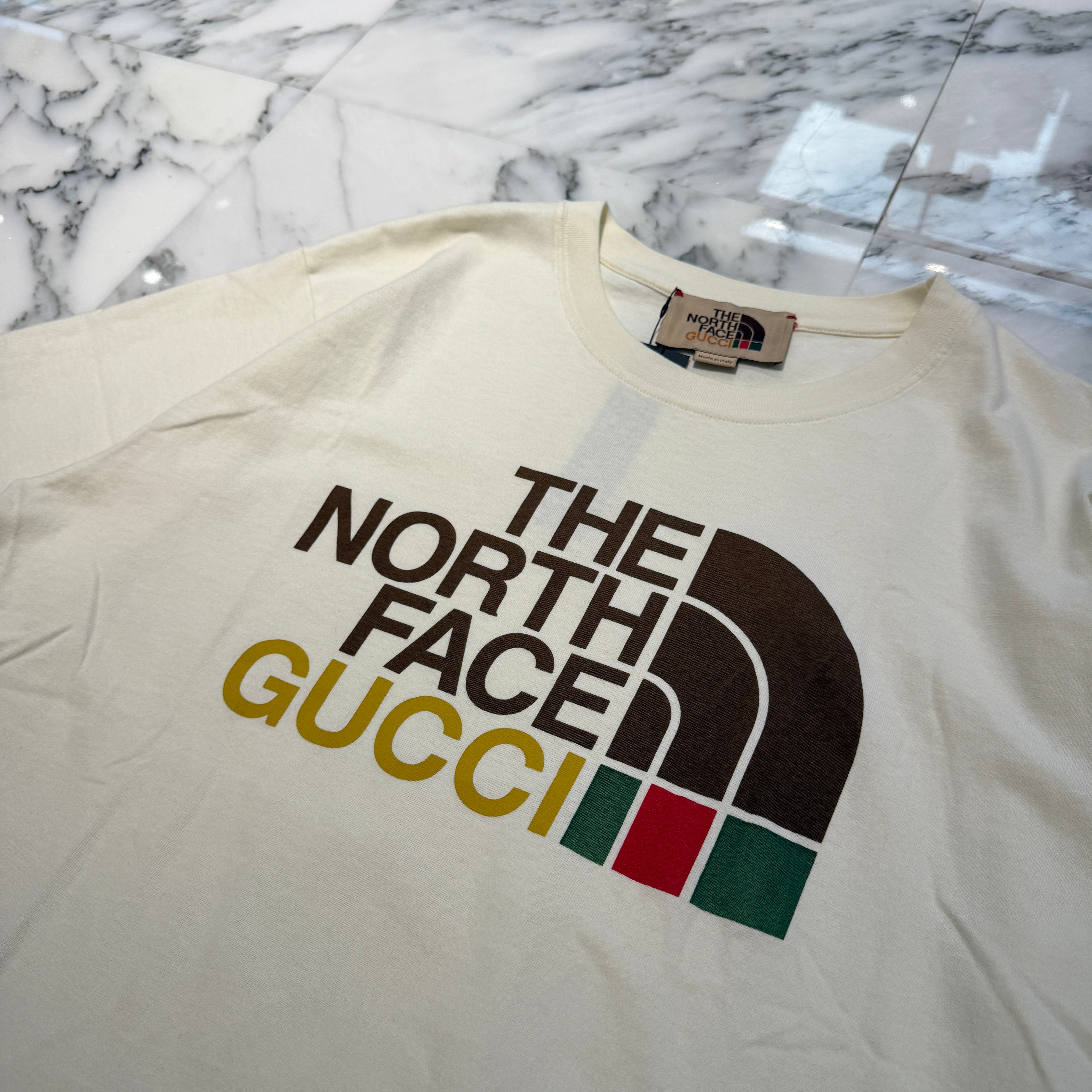 GUCCI × THE NORTH FACE 2021SS Double Name Oversized Logo Print Tee 616036 XJDCL Size XS グッチ×ノースフェイス ダブルネーム オーバーサイズ ロゴプリント Tシャツ サイズXS