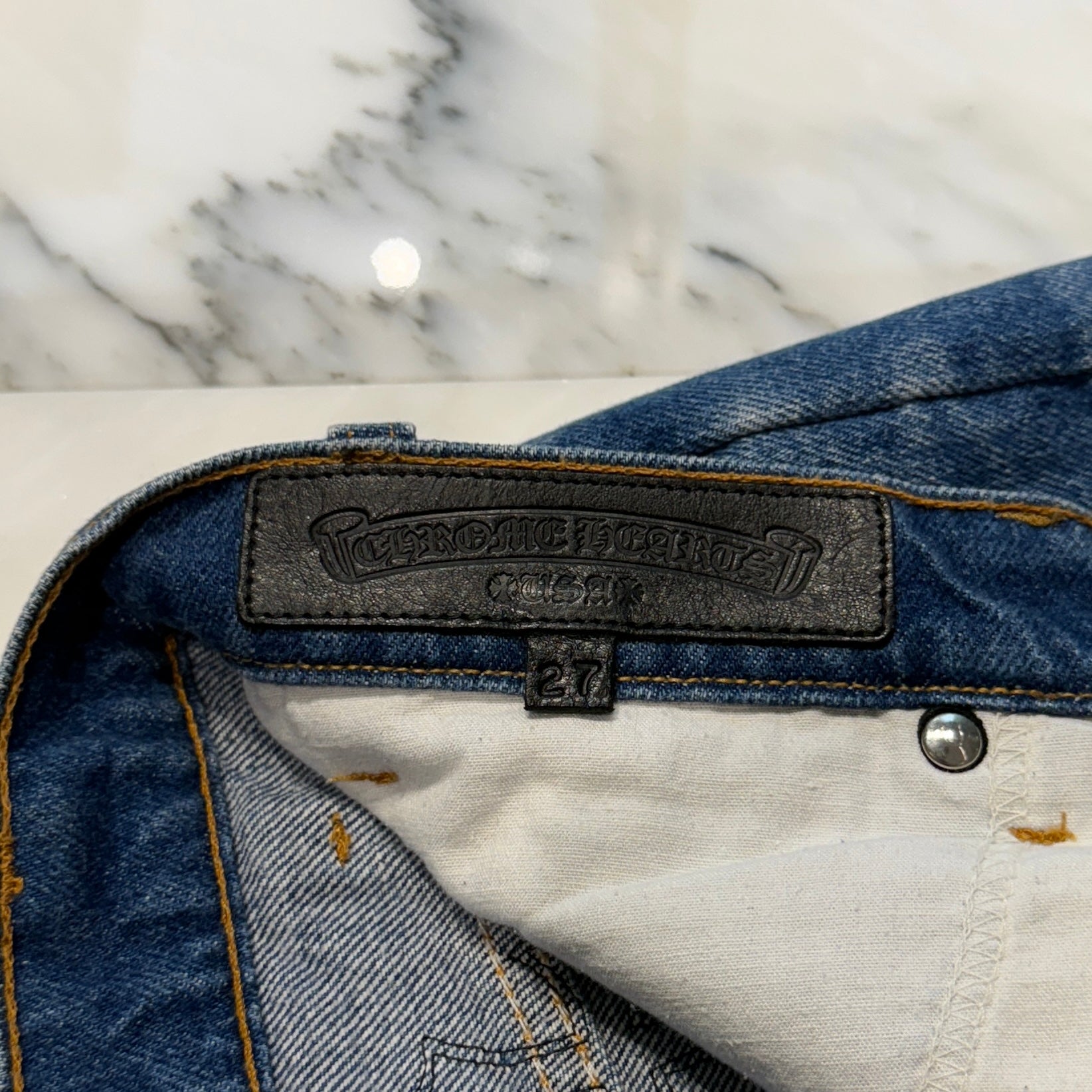 CHROME HEARTS × Levi's 517 VNTG Cross Leather Patch Denim Skirt Size 27 クロムハーツ × リーバイス 517 ヴィンテージ クロスレザーパッチ デニムスカート サイズ27