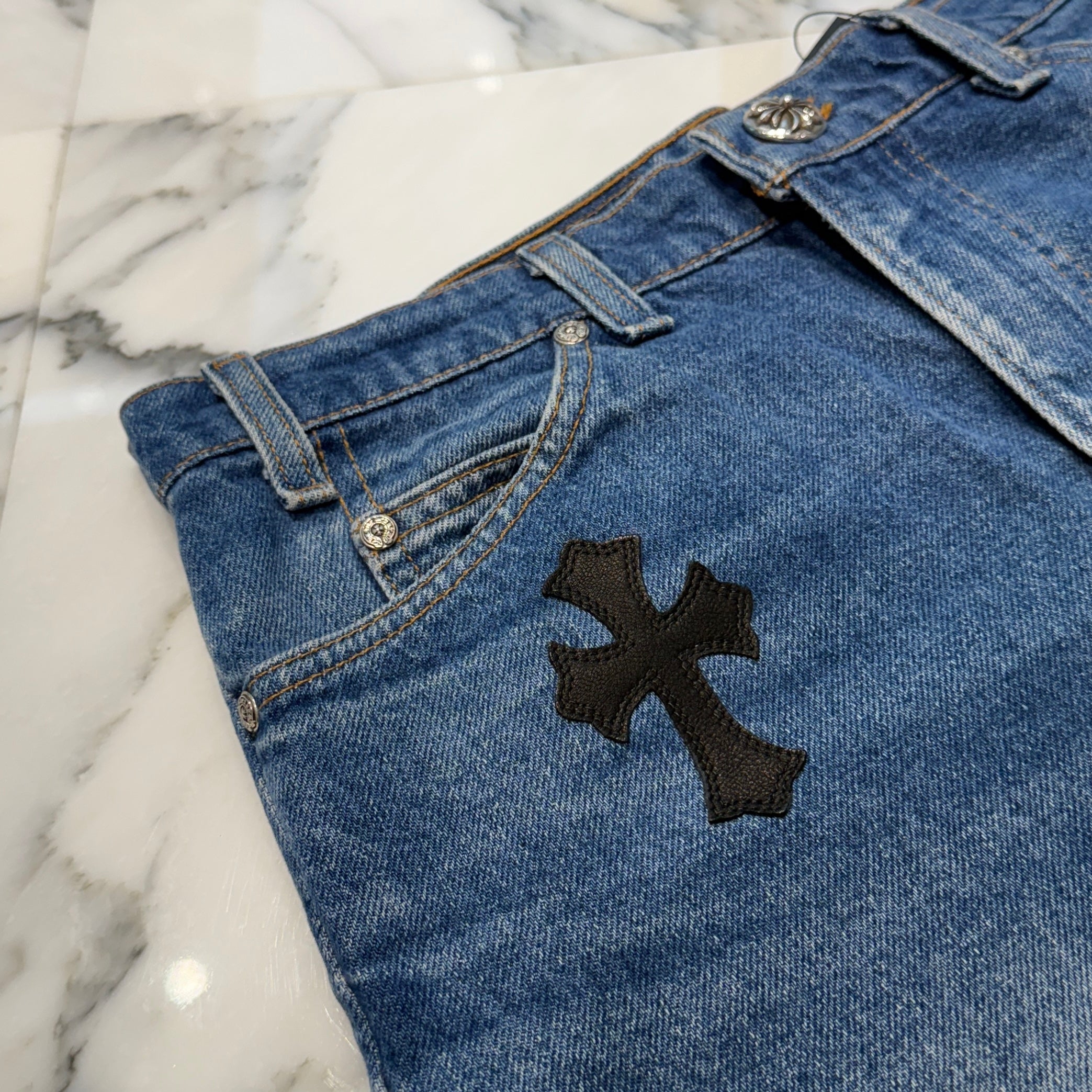 CHROME HEARTS × Levi's 517 VNTG Cross Leather Patch Denim Skirt Size 27 クロムハーツ × リーバイス 517 ヴィンテージ クロスレザーパッチ デニムスカート サイズ27