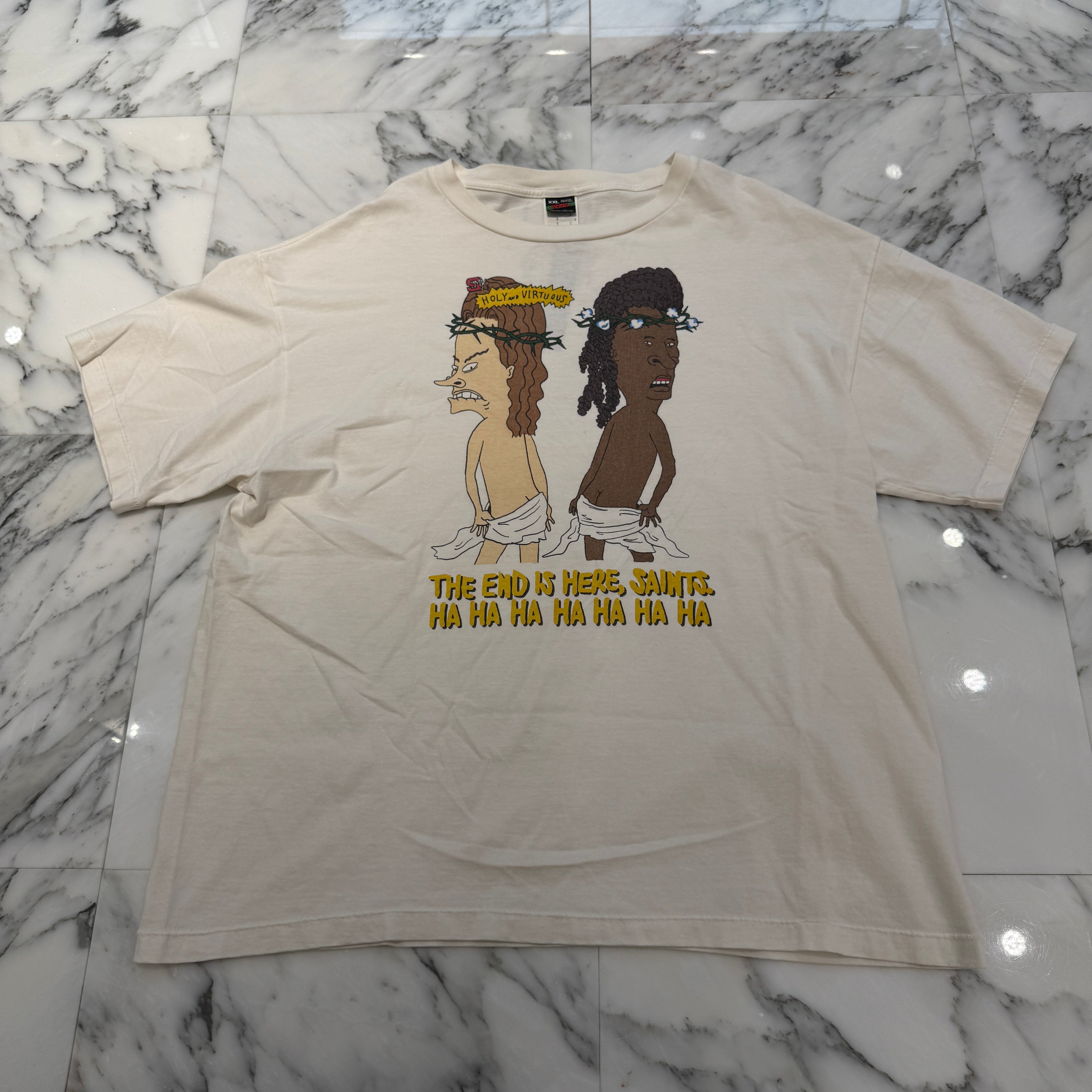 SAINT Mxxxxxx × DENIM TEARS 2023AW "HLY&VIRTS" Print Tee SM-A23-0000-C22 Size XXL セントマイケル×デニムティアーズ ホーリー アンド ヴァーチューズ プリントTシャツ サイズXXL