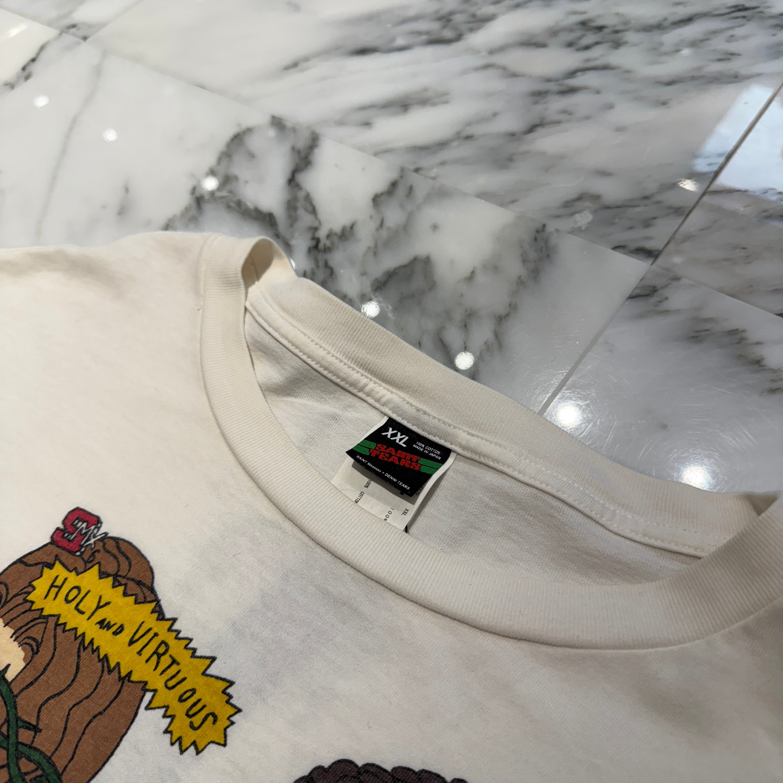 SAINT Mxxxxxx × DENIM TEARS 2023AW "HLY&VIRTS" Print Tee SM-A23-0000-C22 Size XXL セントマイケル×デニムティアーズ ホーリー アンド ヴァーチューズ プリントTシャツ サイズXXL