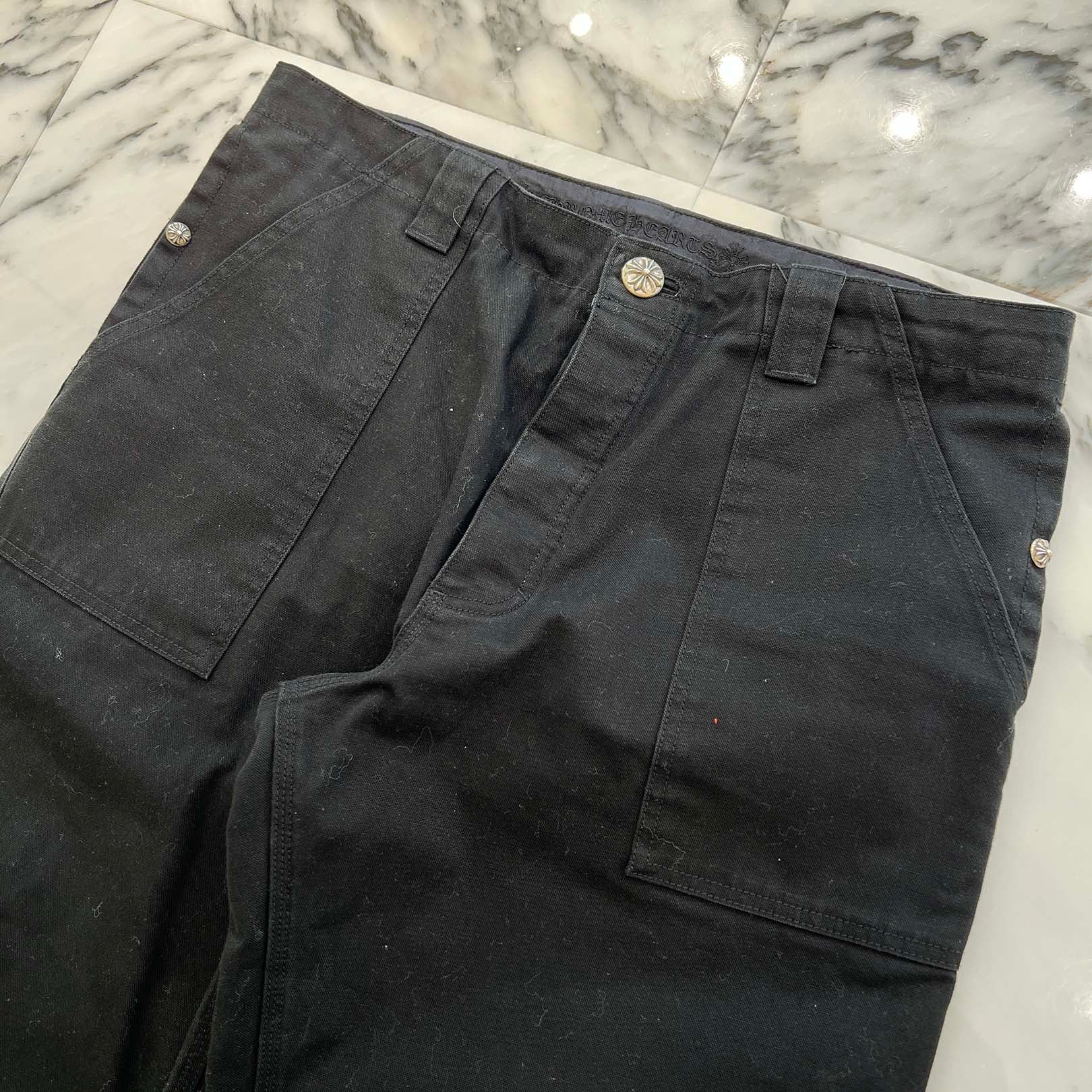 CHROME HEARTS FATIGUE Baker Cross Ball Button Denim Pants Size 36 クロムハーツ ファティーグ ベイカークロスボールボタンデニムパンツ サイズ36