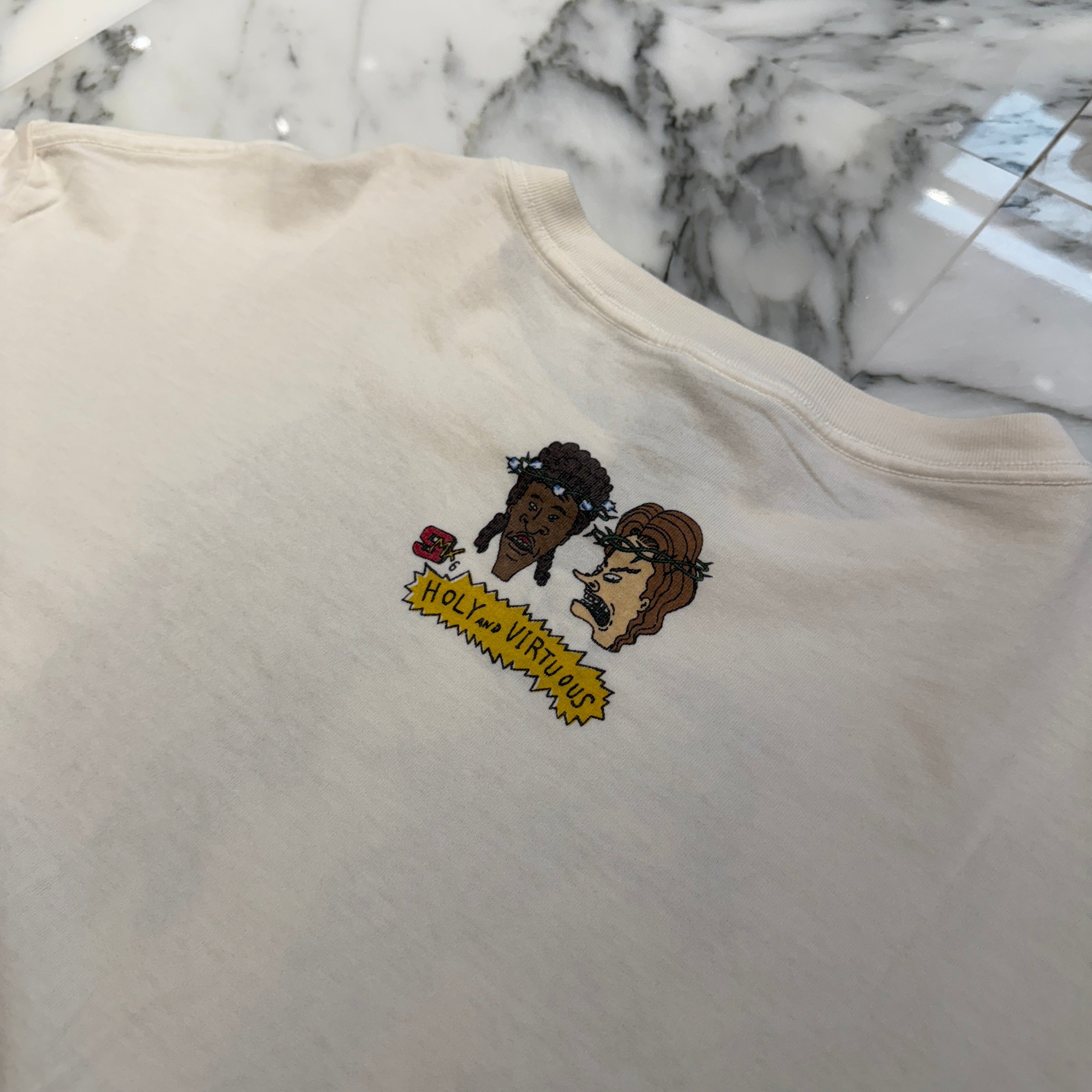 SAINT Mxxxxxx × DENIM TEARS 2023AW "HLY&VIRTS" Print Tee SM-A23-0000-C22 Size XXL セントマイケル×デニムティアーズ ホーリー アンド ヴァーチューズ プリントTシャツ サイズXXL