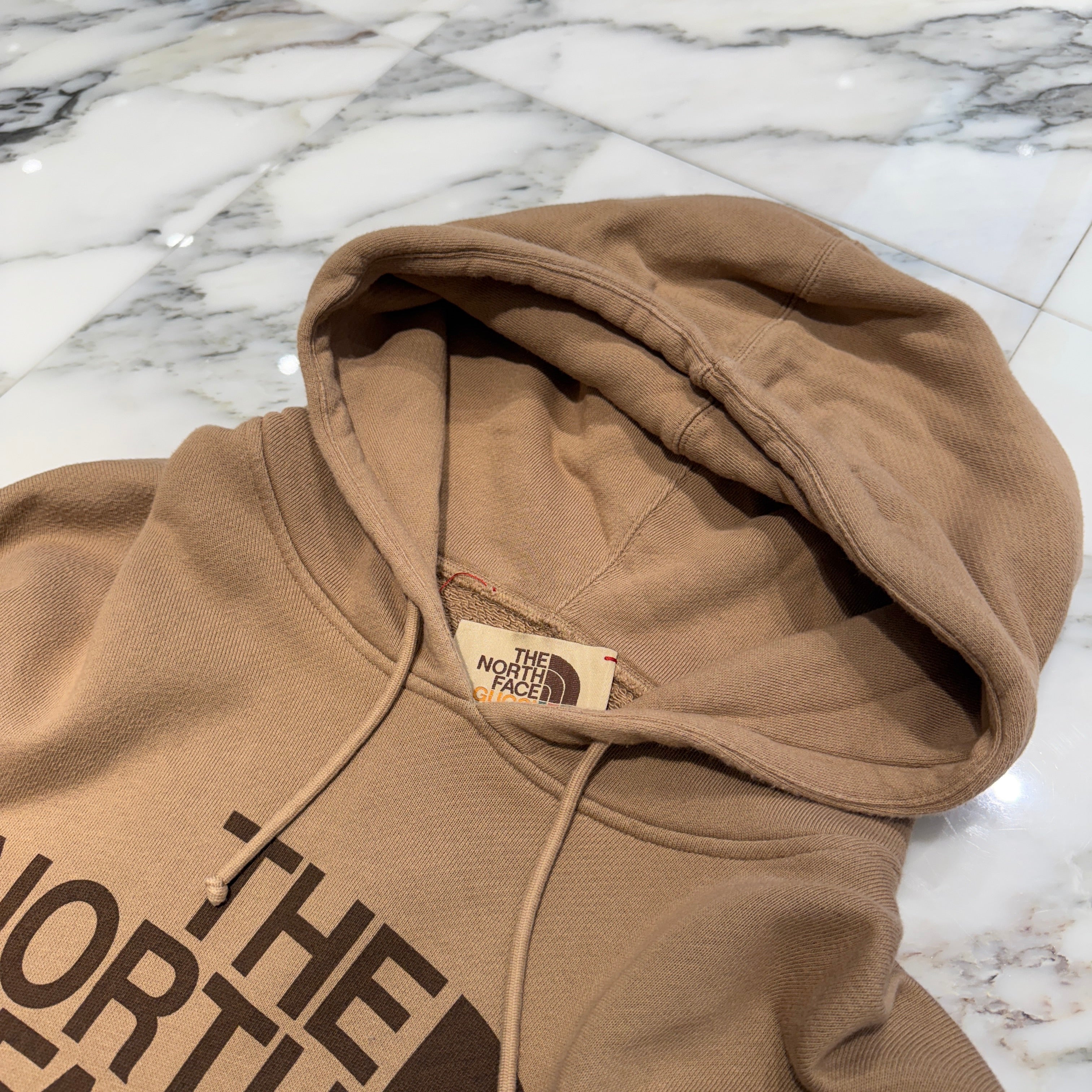 GUCCI × THE NORTH FACE 2021SS Double Name Logo Print Pullover Hoodie 615061 XJDBY Size XL グッチ×ノースフェイス ダブルネーム ロゴ プリント プルオーバーフーディー サイズXL