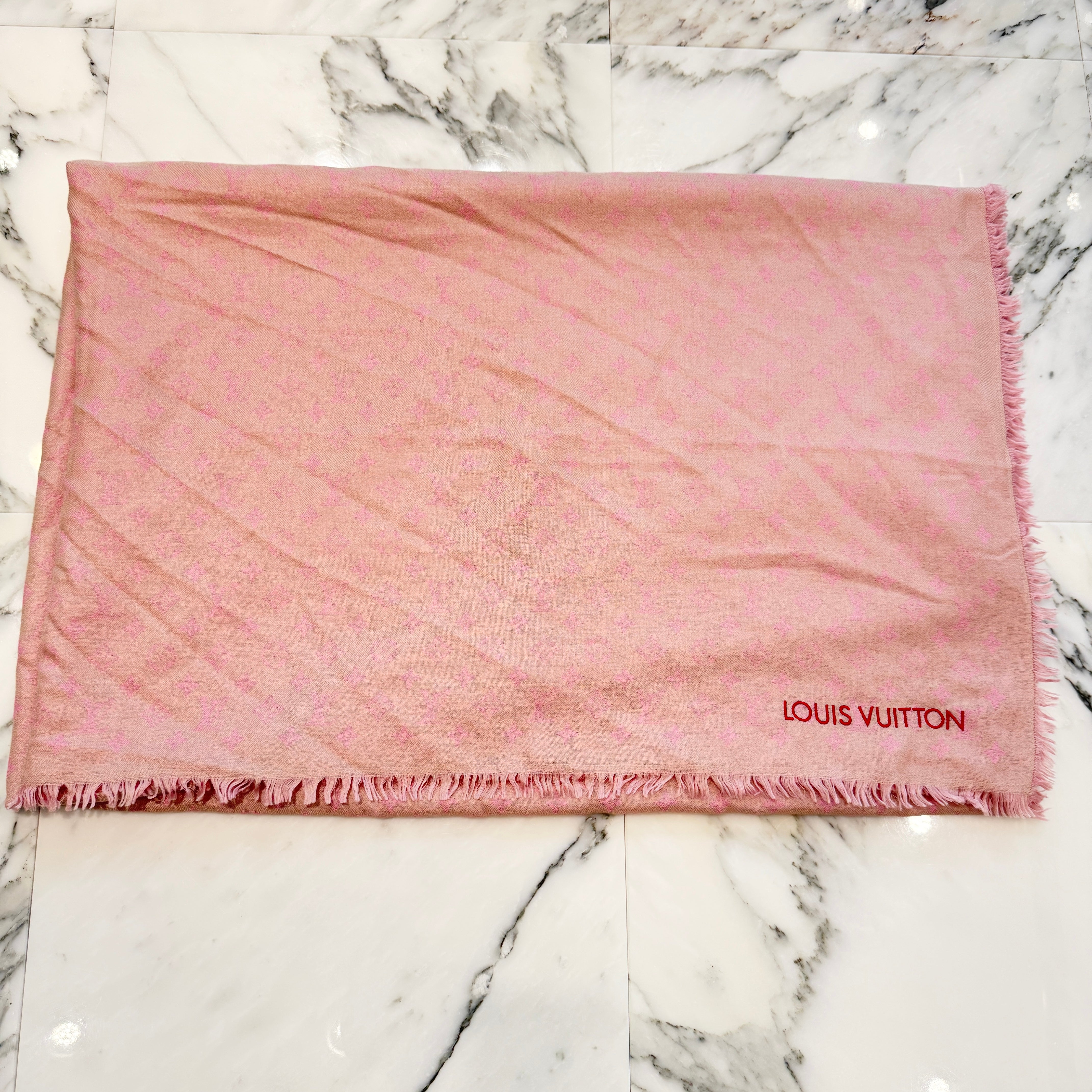 LOUIS VUITTON 2020AW Silk Blend Wool Monogram Stole ルイヴィトン シルク ブレンド ウール モノグラム ストール マフラー