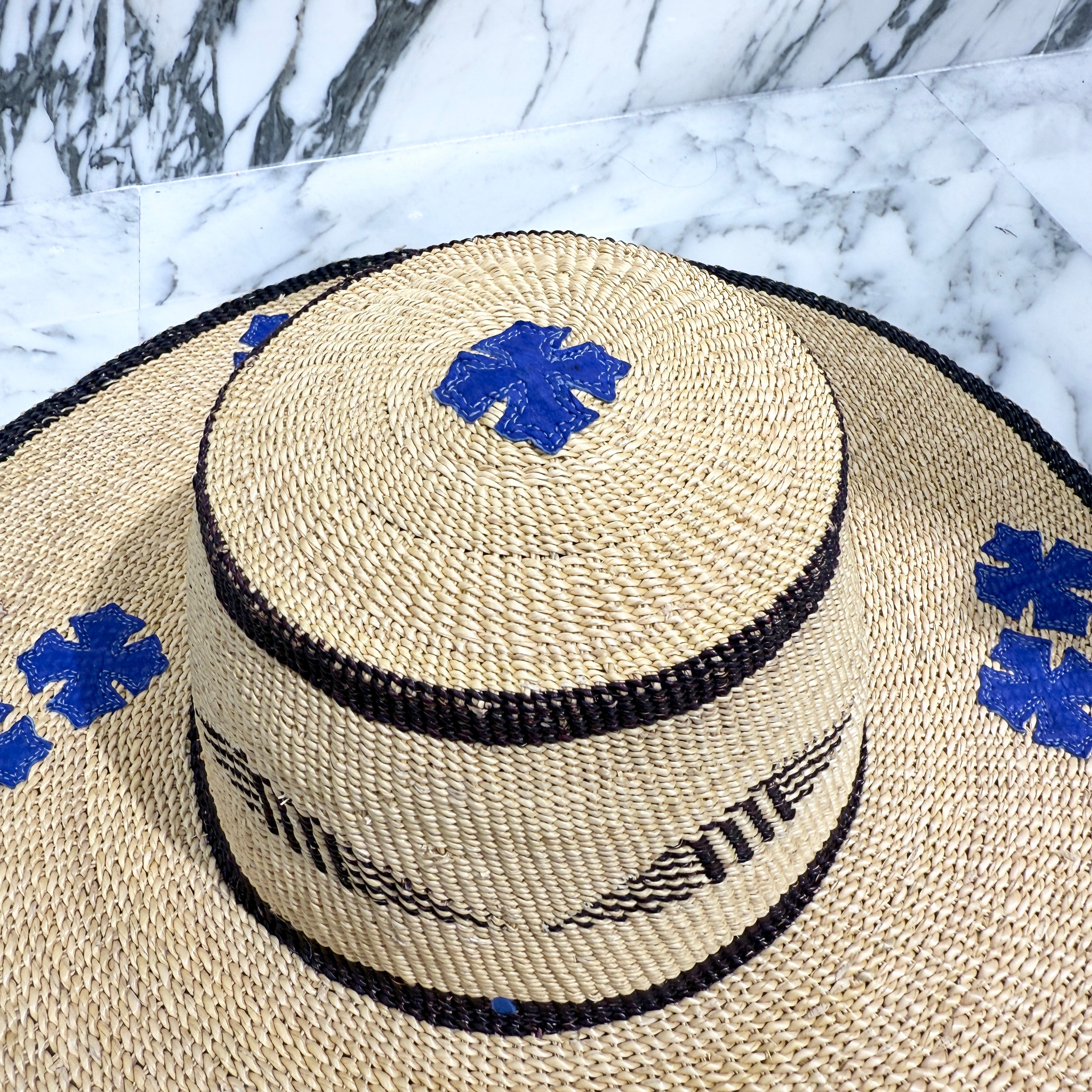 CHROME HEARTS Cemetery Cross Leather Patch Straw Hat Size ONE SIZE （53-60）クロムハーツ セメタリークロス レザーパッチ ストローハット サイズONE SIZE（53-60）
