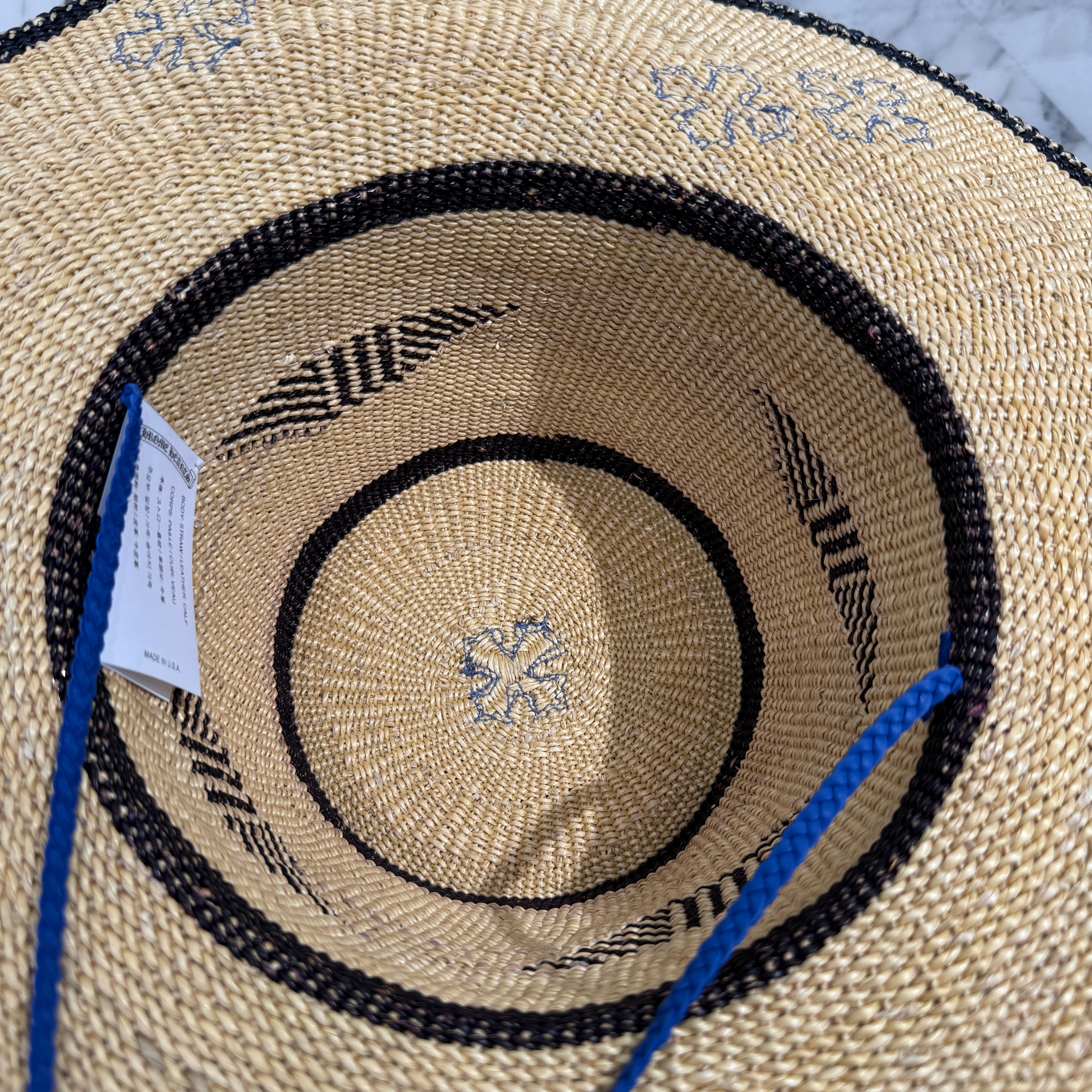 CHROME HEARTS Cemetery Cross Leather Patch Straw Hat Size ONE SIZE
