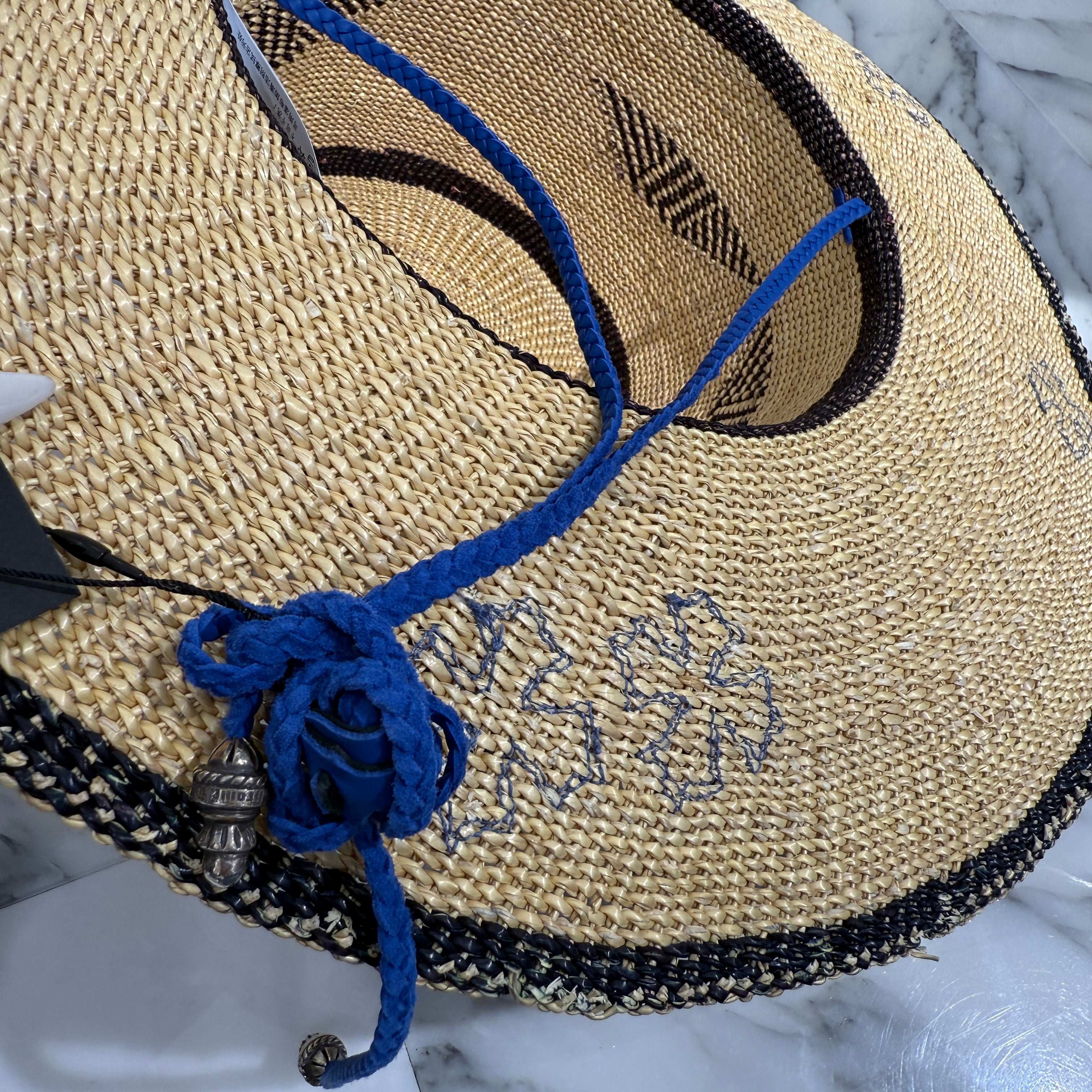 CHROME HEARTS Cemetery Cross Leather Patch Straw Hat Size ONE SIZE