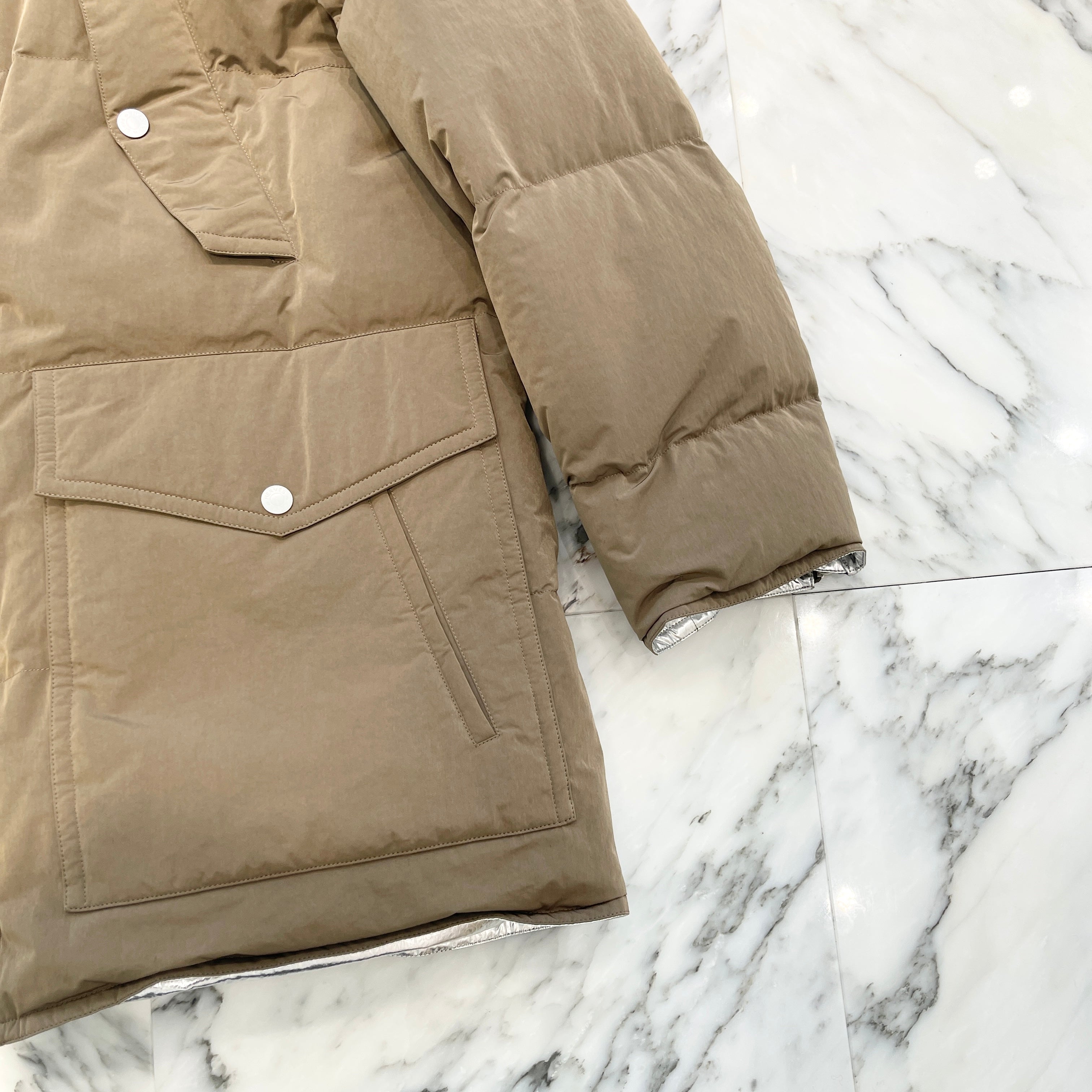 HERMES 2019AW Metallic Lining Hoodie Down Jacket Size 54 エルメス メタリックライニング フーディダウン ジャケット  サイズ54