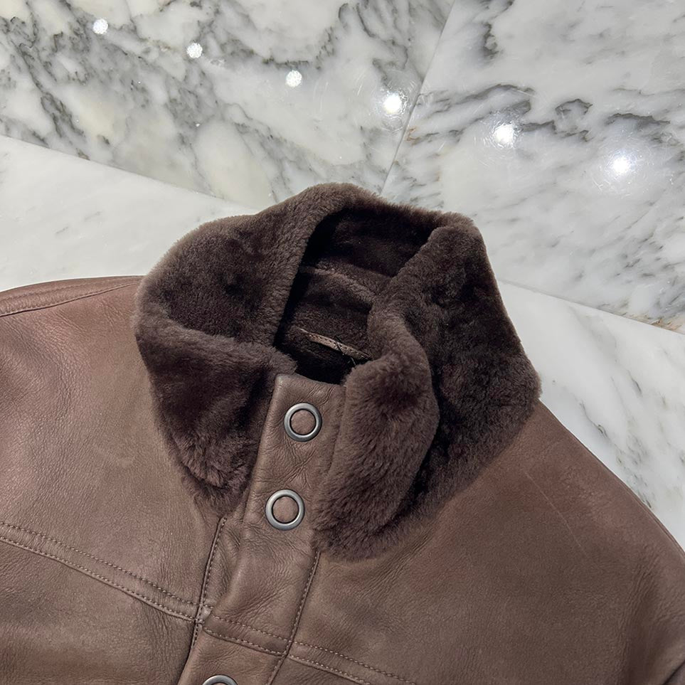 BOTTEGA VENETA 2021AW Sheep Skin Leather Riders Boa Jacket Size 48 ボッテガヴェネタ シープスキン レザー ライダース ボアジャケット サイズ48