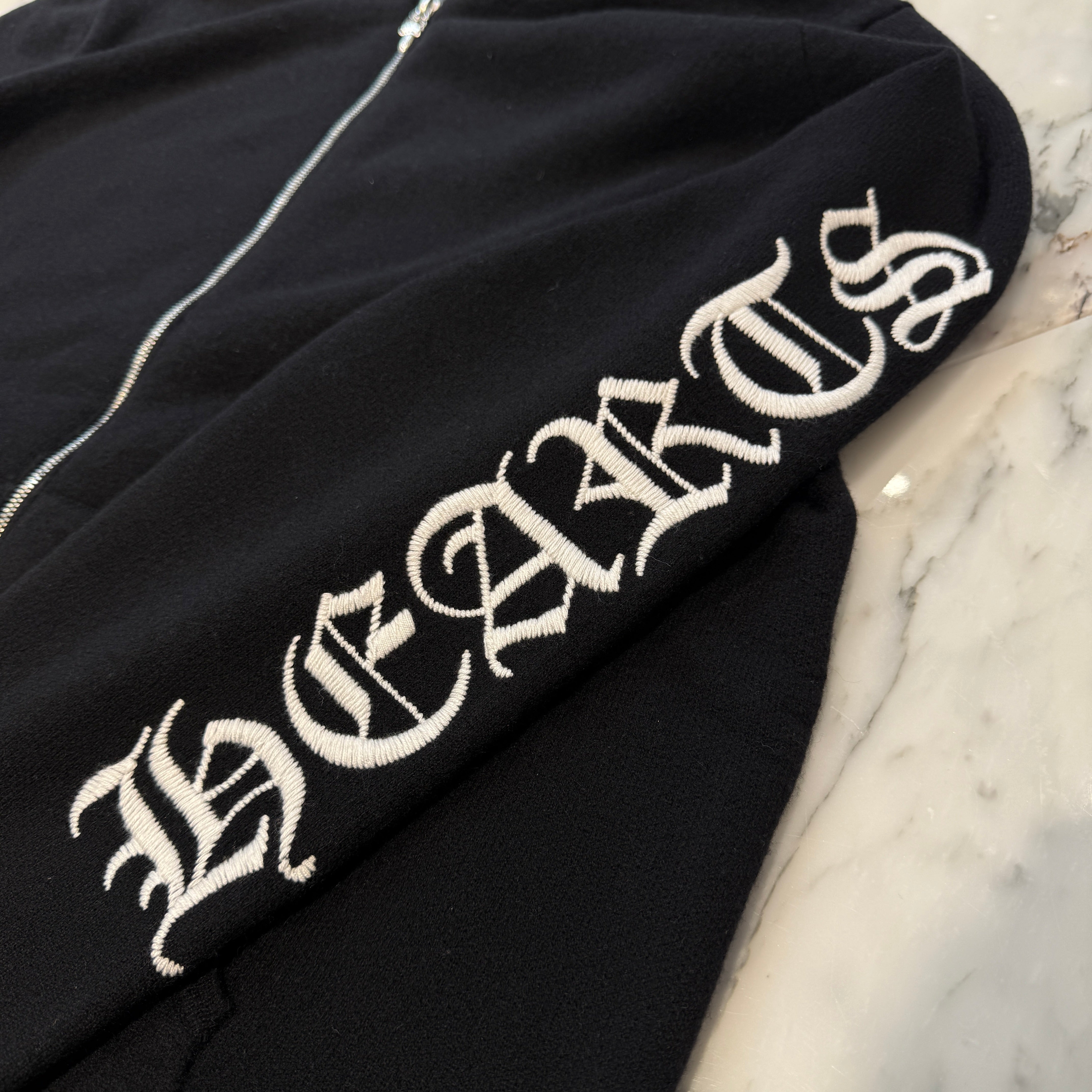 CHROME HEARTS Y NOT Arm Logo Cashmere Knit Zip Up Hoodie Size L クロムハーツ ワイノット アームロゴ カシミヤジップアップフーディ サイズL