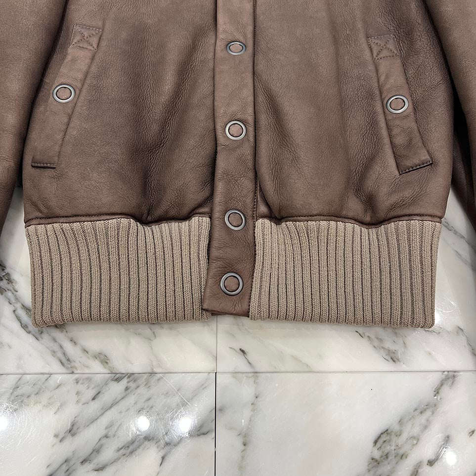 BOTTEGA VENETA 2021AW Sheep Skin Leather Riders Boa Jacket Size 48 ボッテガヴェネタ シープスキン レザー ライダース ボアジャケット サイズ48