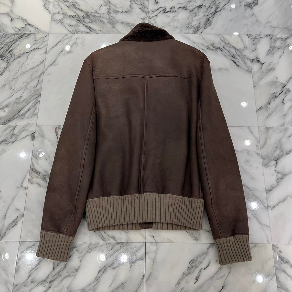 BOTTEGA VENETA 2021AW Sheep Skin Leather Riders Boa Jacket Size 48 ボッテガヴェネタ シープスキン レザー ライダース ボアジャケット サイズ48