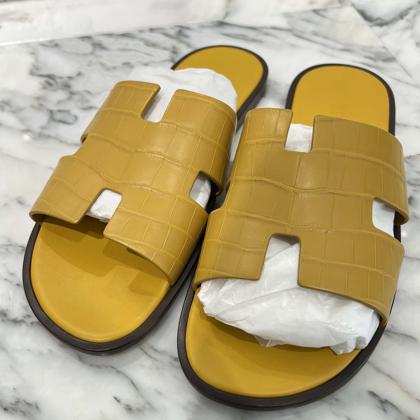 HERMES Izmir Alligator Flat Sandals Size 44(約29.0cm) エルメス イズミール アリゲーター フラットサンダル サイズ44(約29.0cm)