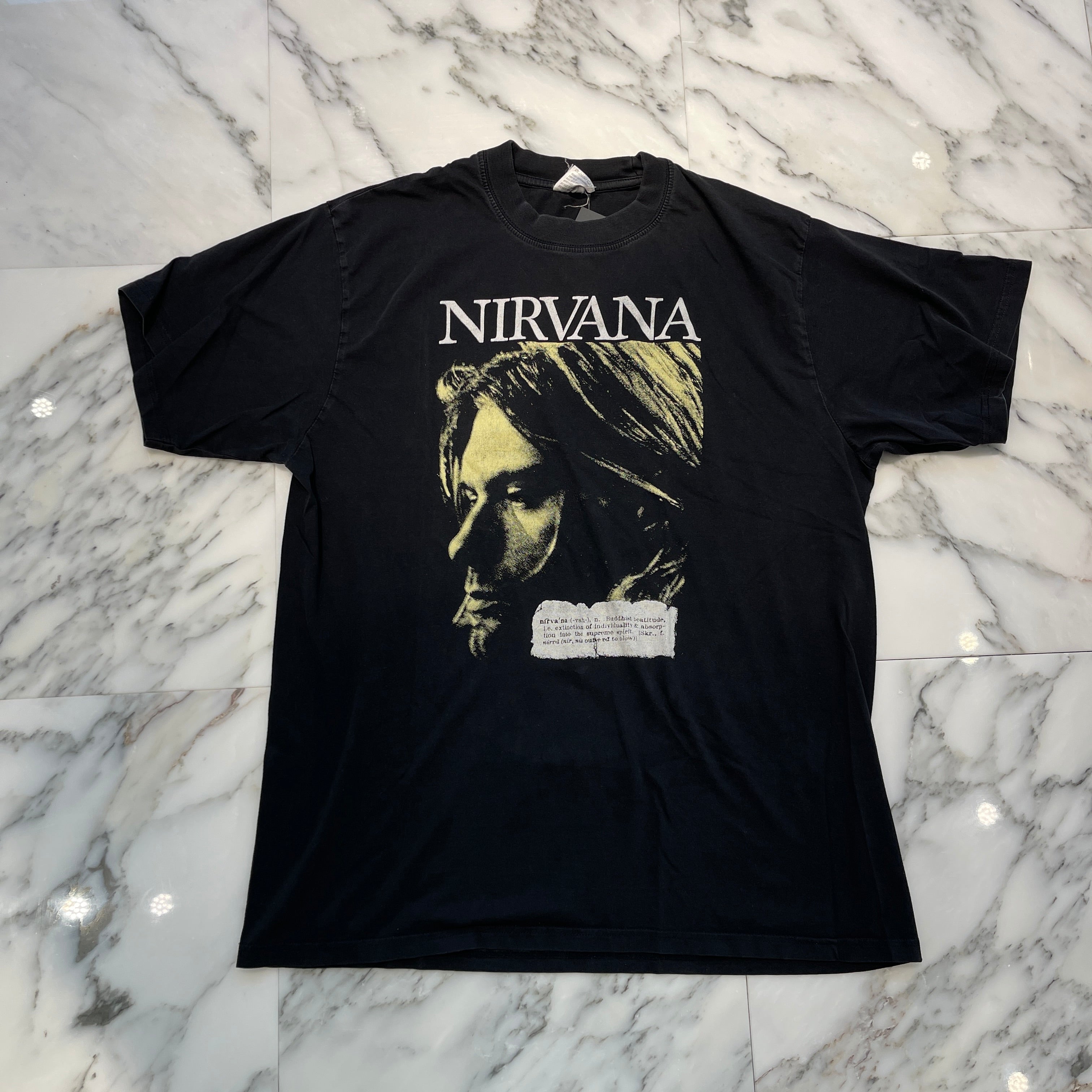 Vintage 90's Nirvana "Kurt Cobain" Euro Bootleg Memorial S/S Tee Size XL ヴィンテージ 90's ニルヴァーナ "カートコバーン" ユーロブートレッグ メモリアル ショートスリーブTシャツ サイズXL