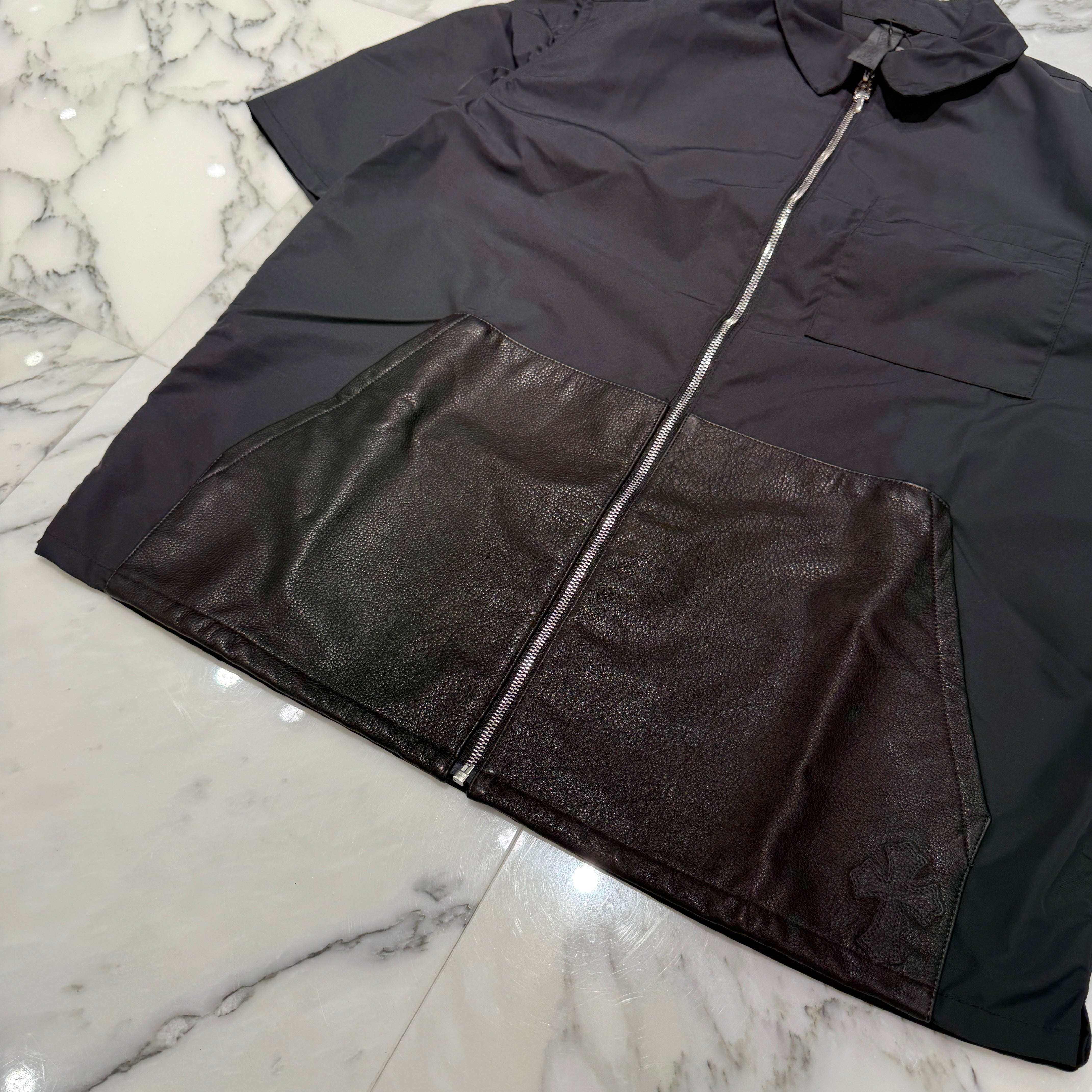 CHROME HEARTS Y NOT Carpenter Leather Pocket Nylon Zip Shirt Size XL クロムハーツ ワイノット カーペンター レザーポケット ナイロンジップシャツ サイズXL
