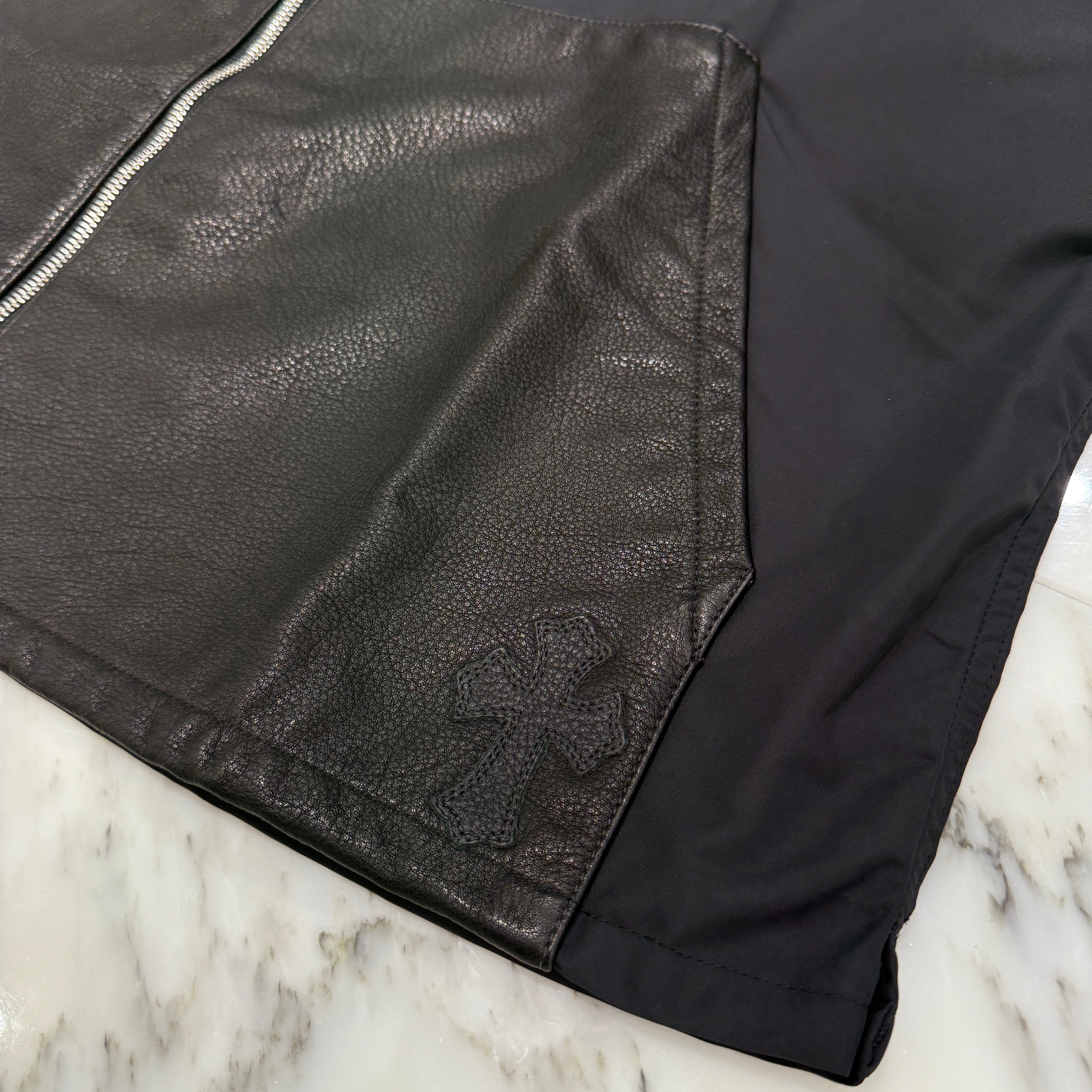 CHROME HEARTS Y NOT Carpenter Leather Pocket Nylon Zip Shirt Size XL クロムハーツ ワイノット カーペンター レザーポケット ナイロンジップシャツ サイズXL