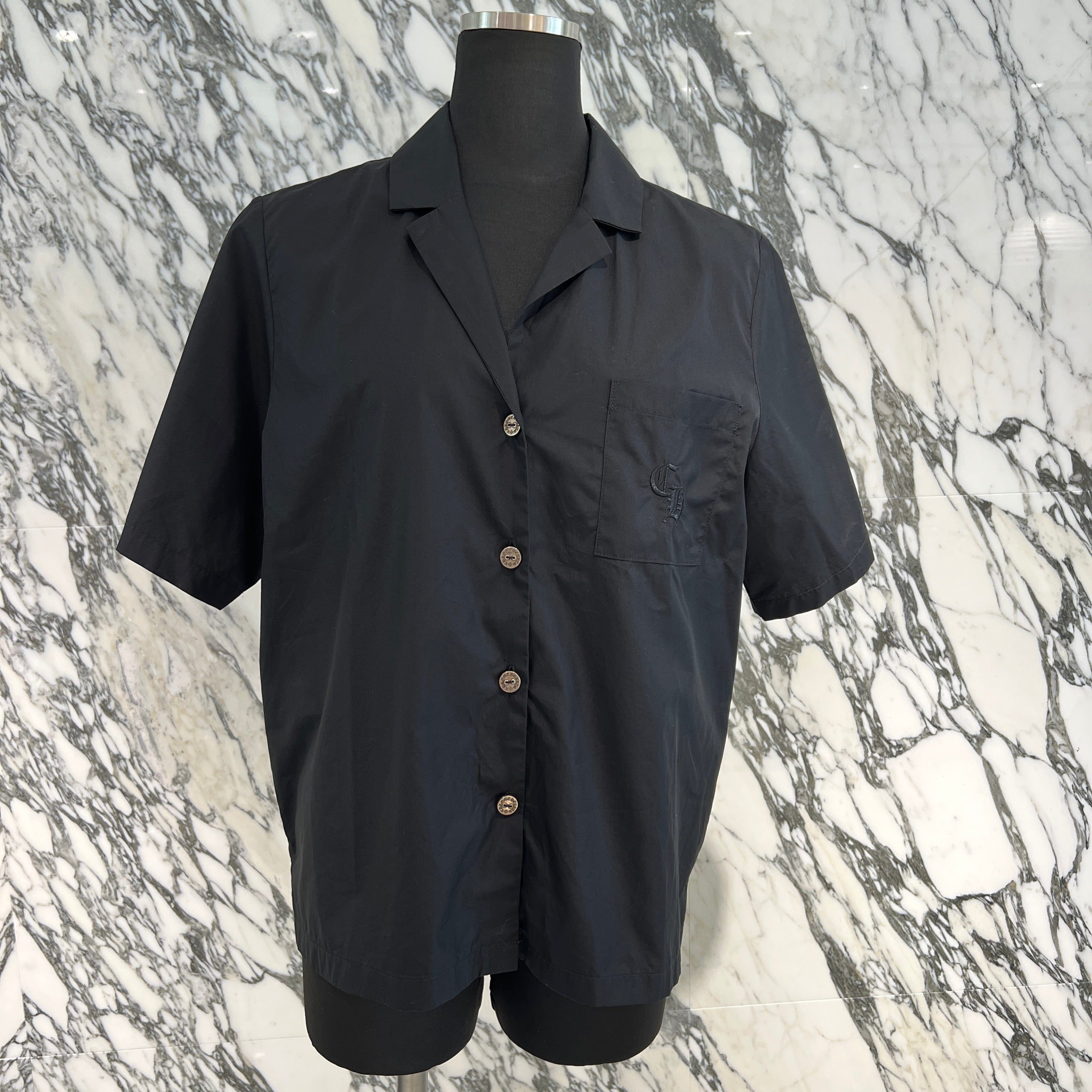 CHROME HEARTS Y NOT CH Logo Embroidery Short Sleeve Shirt Size M クロムハーツ ワイノット CHロゴエンブロイダリー ショートスリーブシャツ サイズM