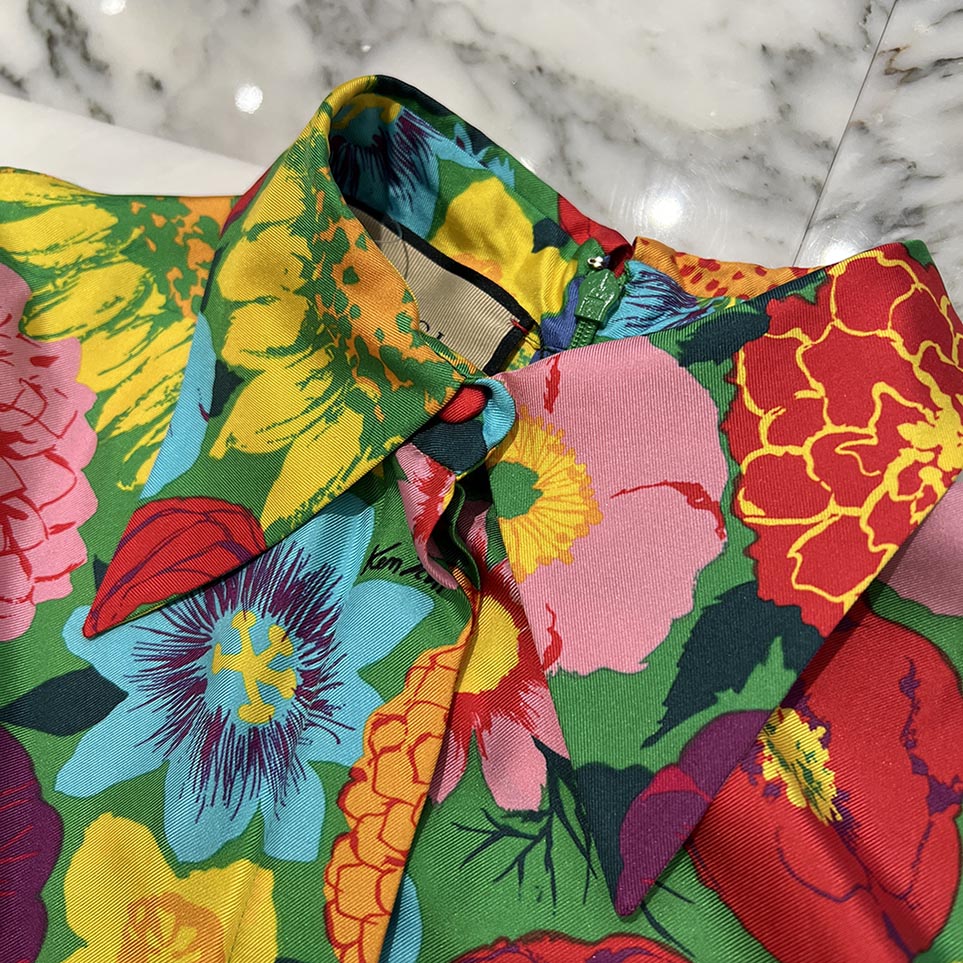 GUCCI × KEN SCOTT Floral Silk Maxi Dress 648923 ZAGIB Size 38 グッチ × ケンスコット フローラル シルク マキシドレス サイズ38