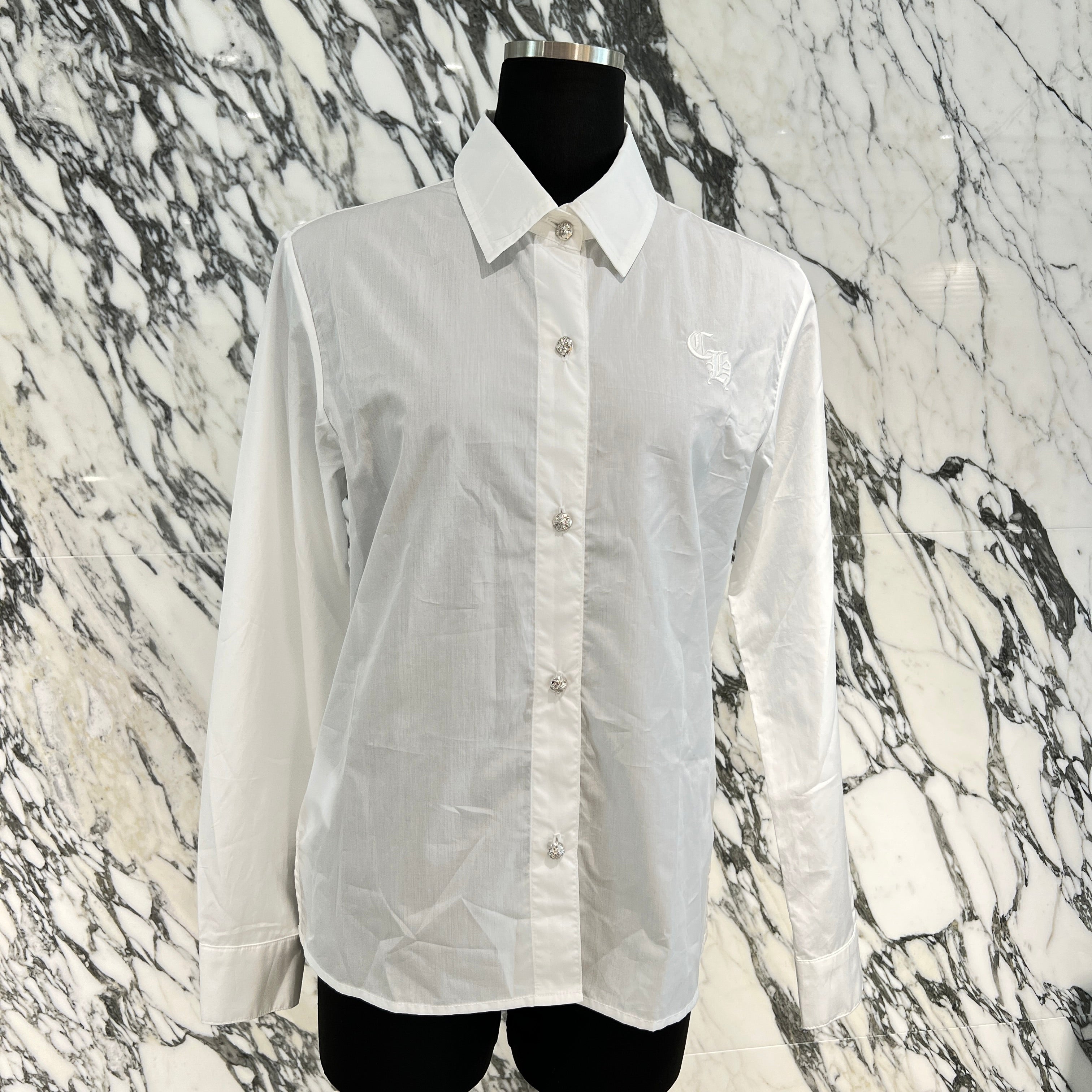 CHROME HEARTS Y NOT CH Logo Embroidery Cross Ball Long Sleeve Shirt Size XS クロムハーツ ワイノット CHロゴエンブロイダリー クロスボール ロングスリーブシャツ サイズXS