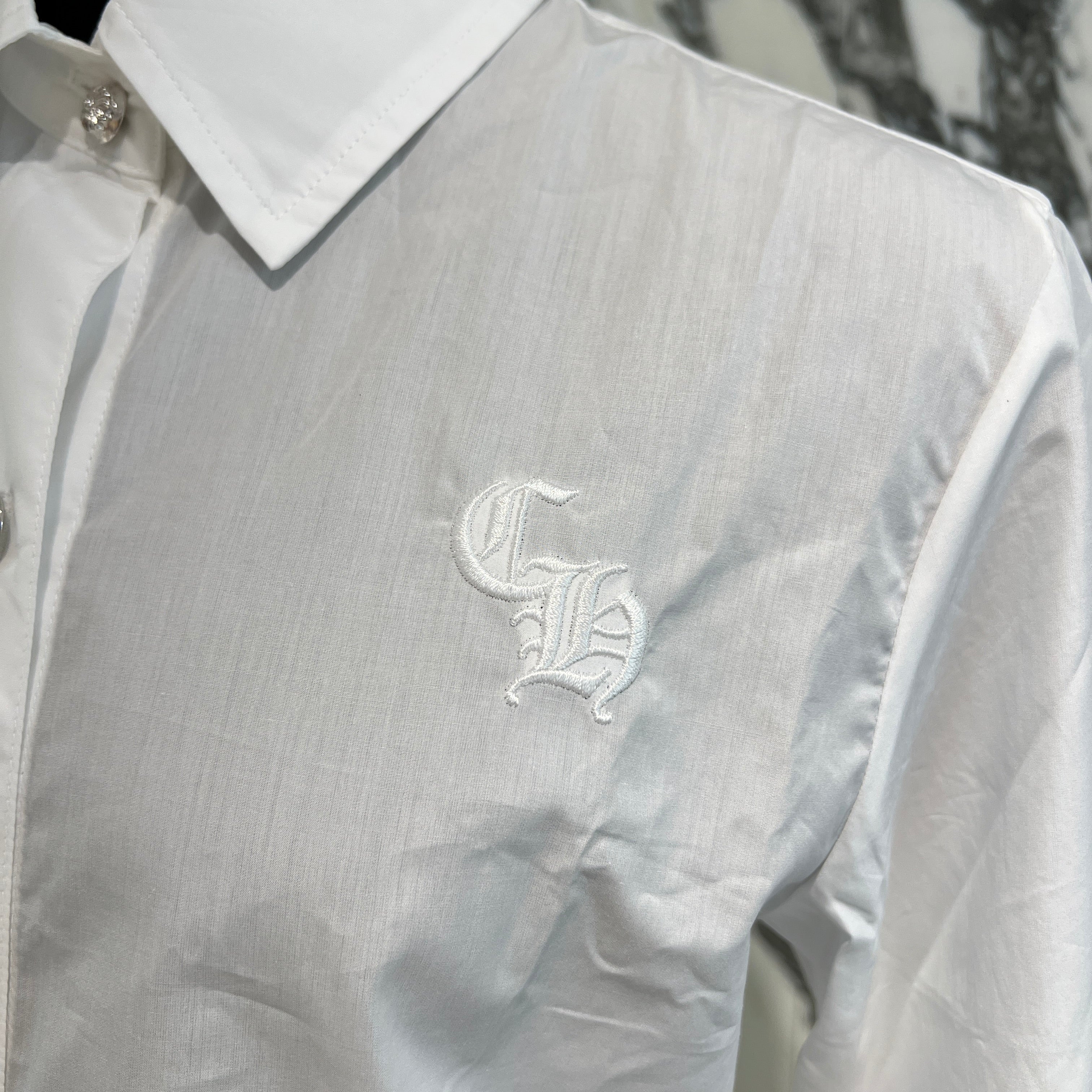 CHROME HEARTS Y NOT CH Logo Embroidery Cross Ball Long Sleeve Shirt Size XS クロムハーツ ワイノット CHロゴエンブロイダリー クロスボール ロングスリーブシャツ サイズXS