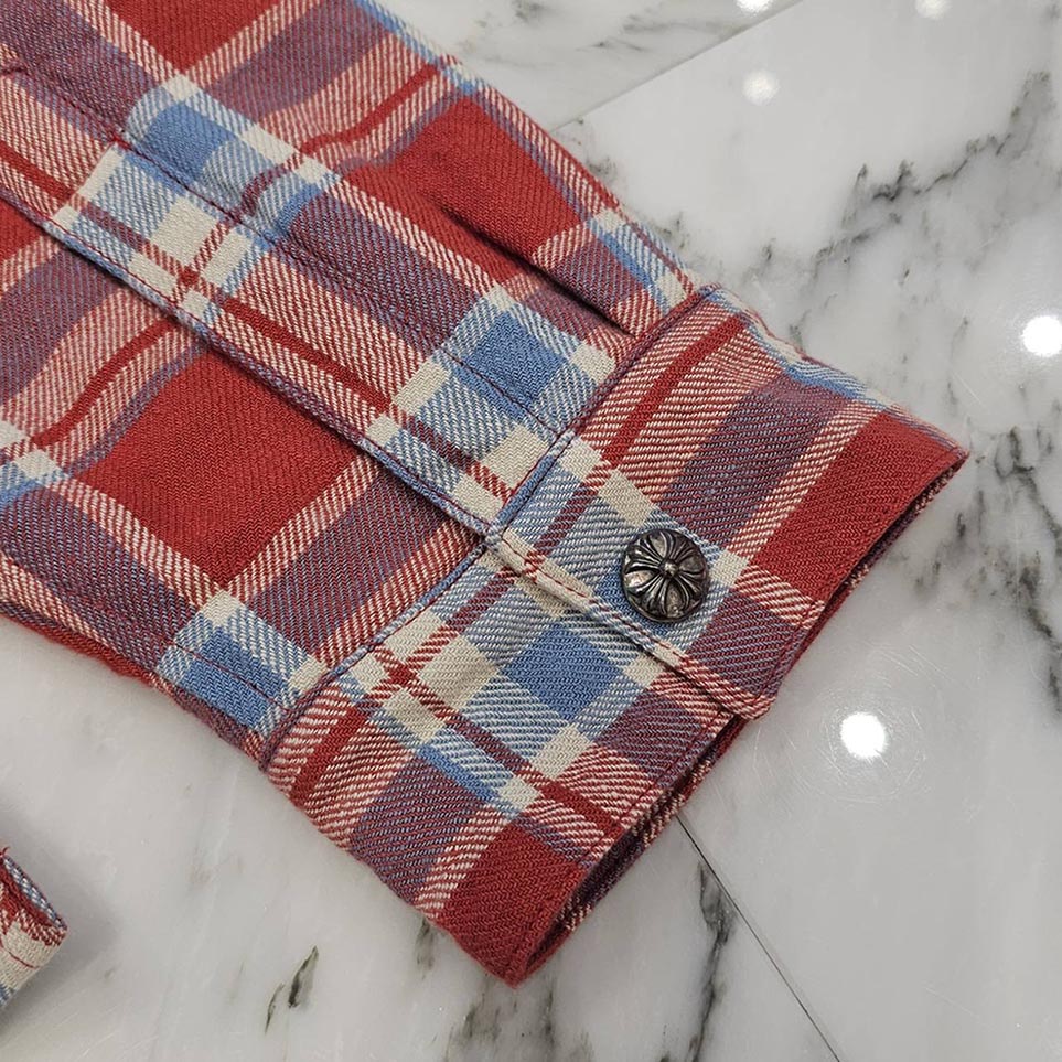 CHROME HEARTS Y NOT WORK DOG Flannel Check Shirt Jacket Size L