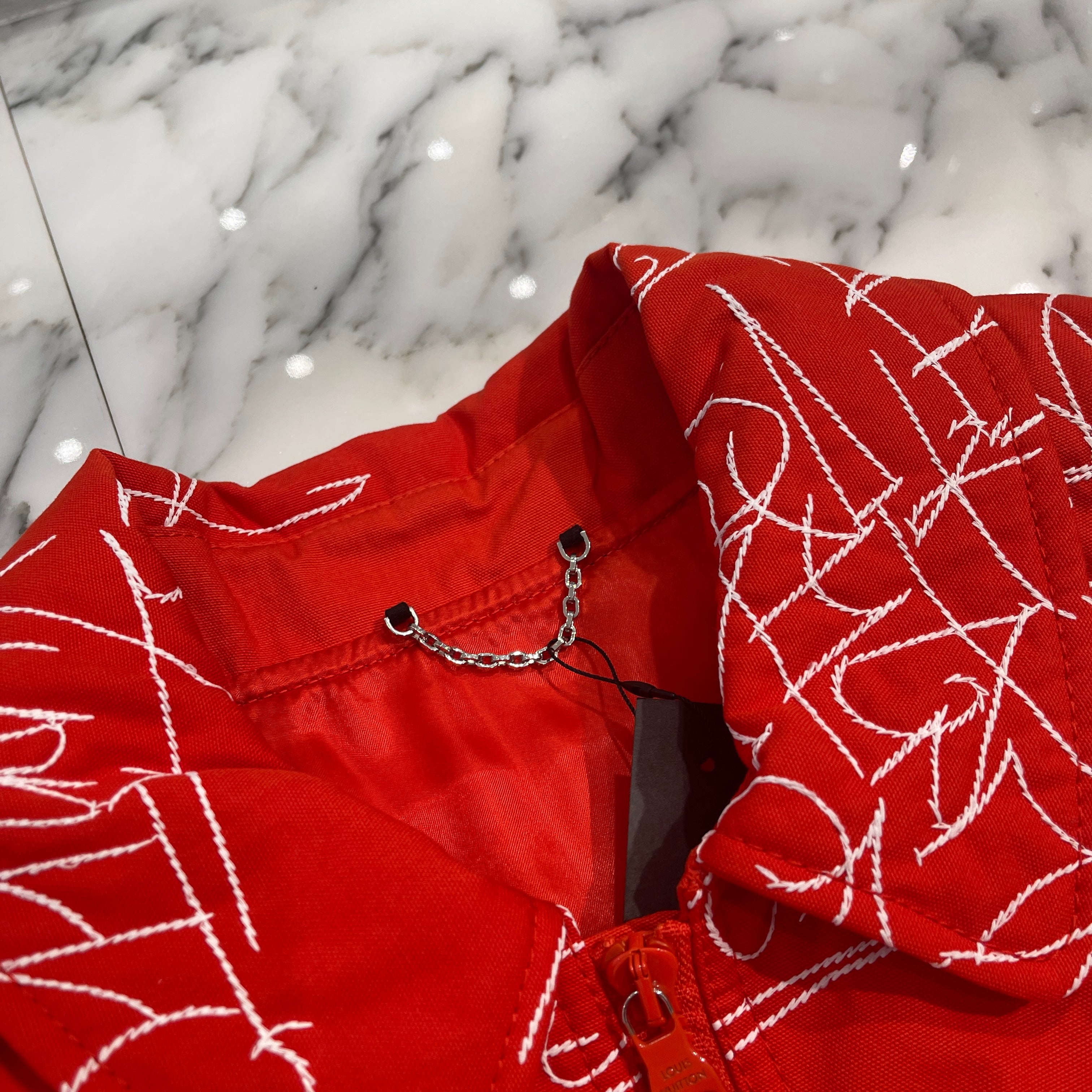 LOUIS VUITTON 2022AW Embroidered Denim Bomber Zip Up Jacket Size