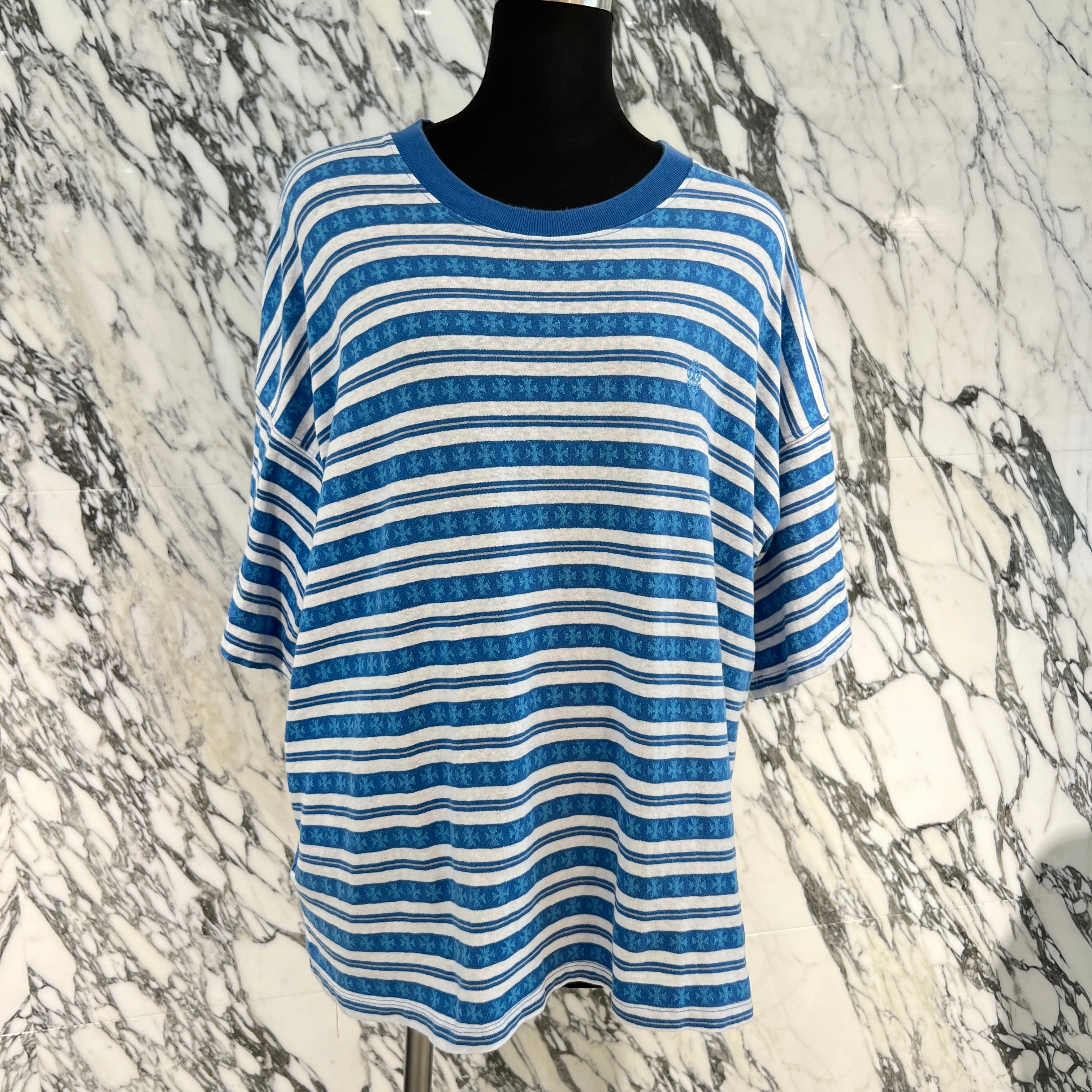 CHROME HEARTS Y NOT Vine Dagger Embroidery CH Plus Stripe Tee Size L クロムハーツ ワイノット ヴァインダガー刺繍 CHプラス ストライプ Tシャツ サイズL