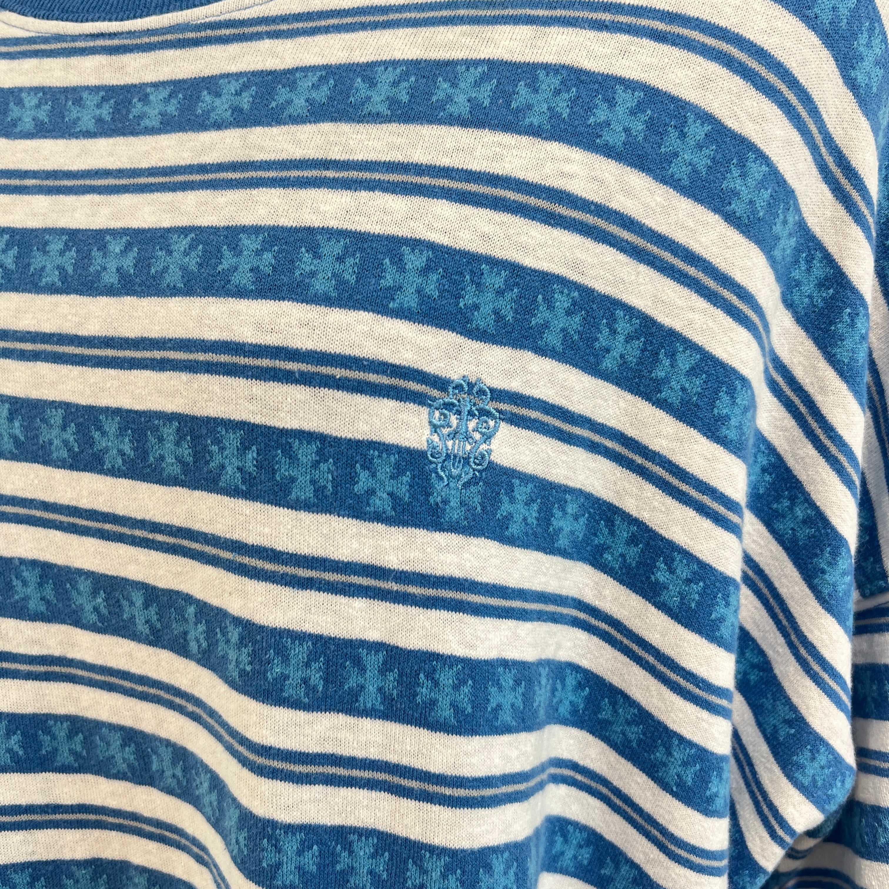 CHROME HEARTS Y NOT Vine Dagger Embroidery CH Plus Stripe Tee Size L クロムハーツ ワイノット ヴァインダガー刺繍 CHプラス ストライプ Tシャツ サイズL