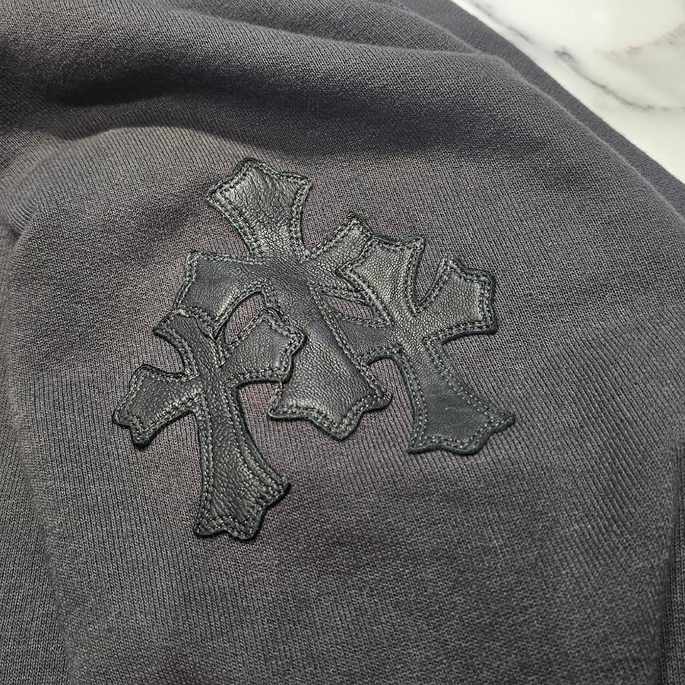 CHROME HEARTS Y NOT Triple Cross Leather Patch Sweat Shirt Size XL クロムハーツ ワイノット トリプルクロス レザーパッチ スウェットシャツ サイズXL
