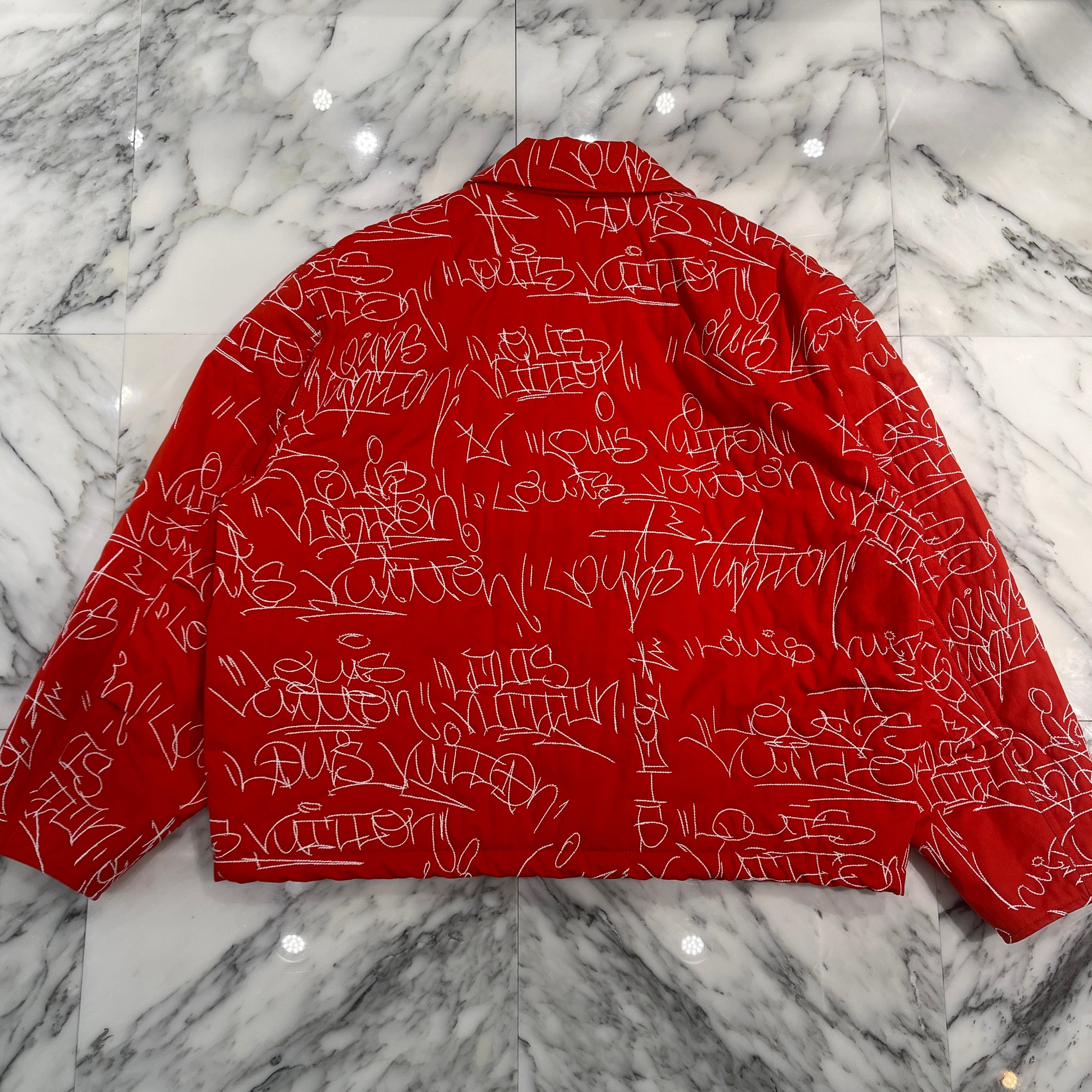 LOUIS VUITTON 2022AW Embroidered Denim Bomber Zip Up Jacket Size