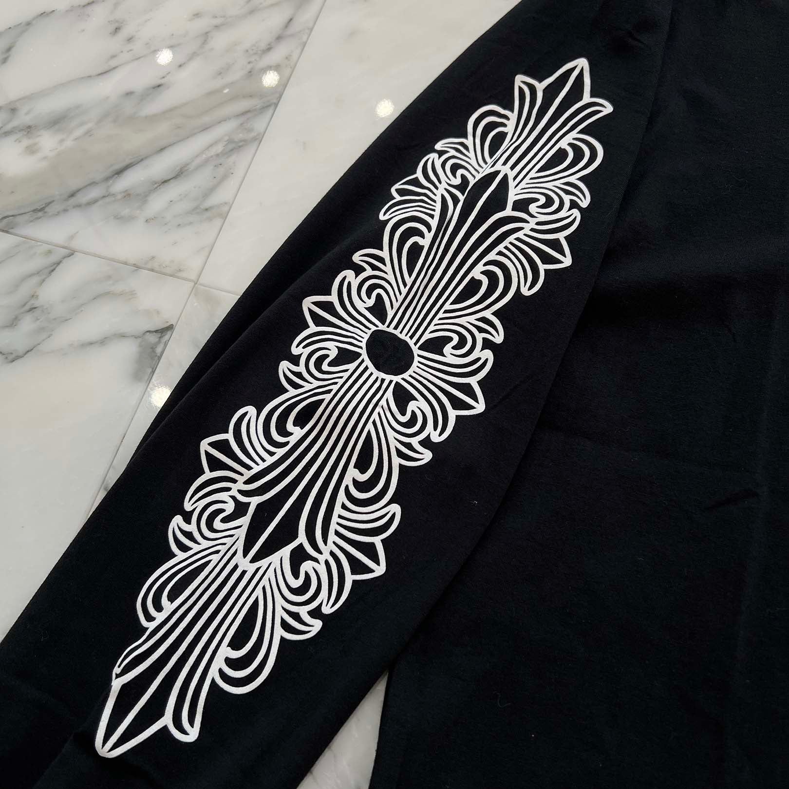 CHROME HEARTS Floral Cross Horseshoe Long Sleeve Tee Size L クロムハーツ フローラルクロス ホースシュー ロングスリーブ Tシャツ サイズL