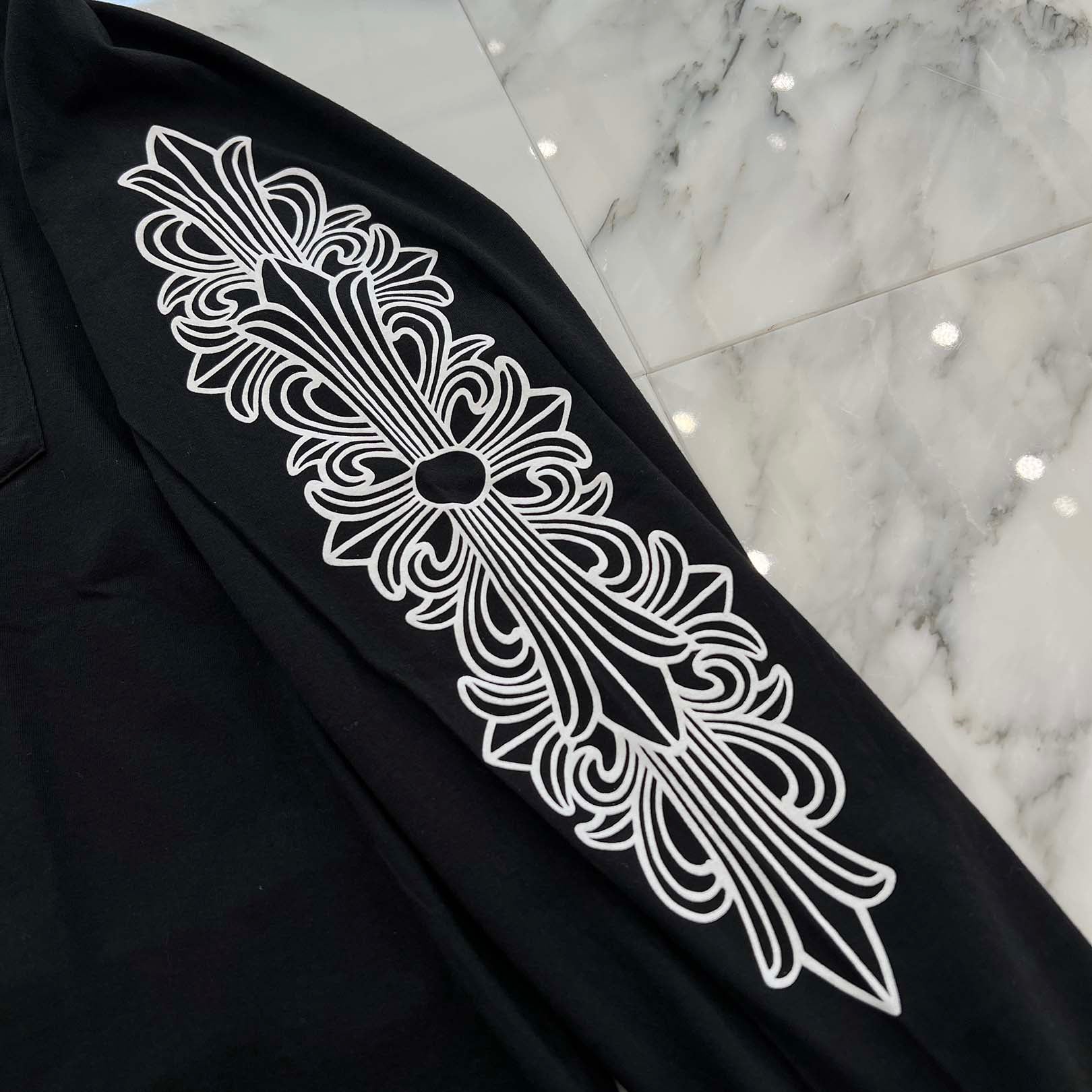CHROME HEARTS Floral Cross Horseshoe Long Sleeve Tee Size XL
