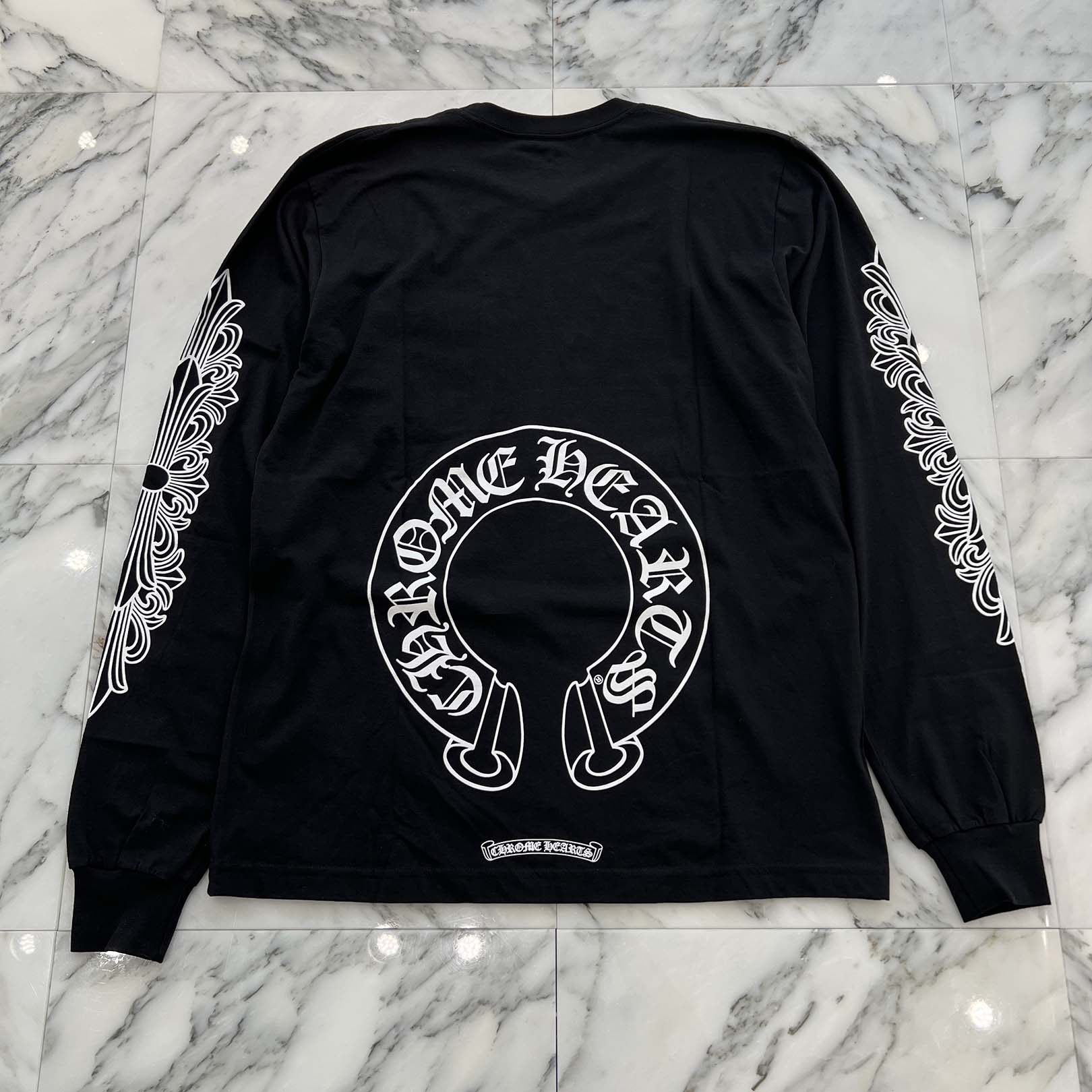 CHROME HEARTS Floral Cross Horseshoe Long Sleeve Tee Size L クロムハーツ フローラルクロス ホースシュー ロングスリーブ Tシャツ サイズL