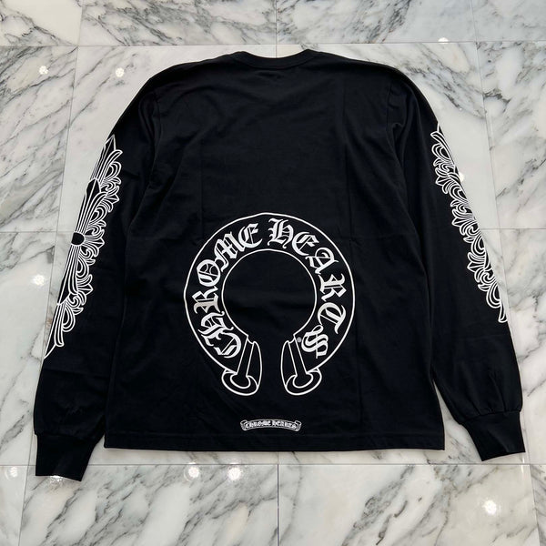 CHROME HEARTS Floral Cross Horseshoe Long Sleeve Tee Size L クロムハーツ フローラルクロス ホースシュー ロングスリーブ Tシャツ サイズL