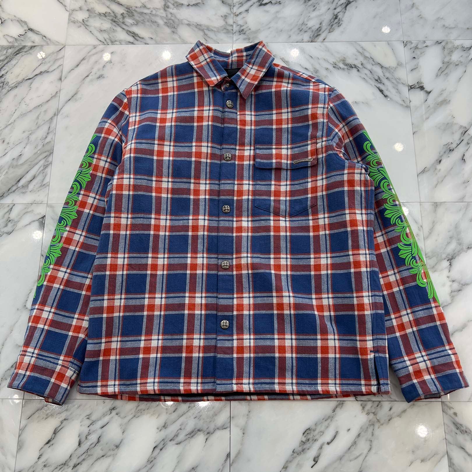 CHROME HEARTS Y NOT WORK DOG Flannel Check Shirt Jacket Size L クロムハーツ ワイノット ワークドッグ フランネル チェック シャツジャケット サイズL