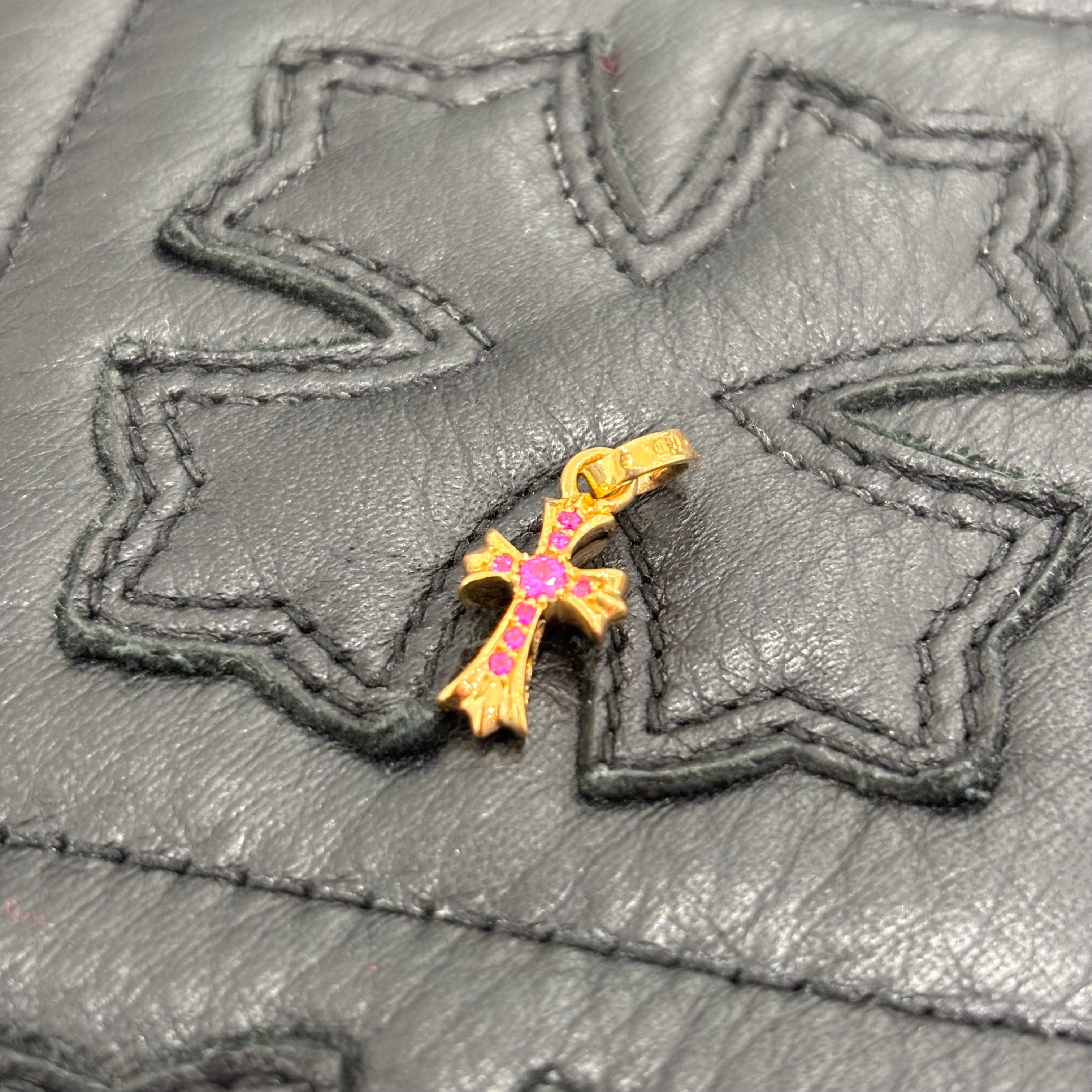 CHROME HEARTS 22K Baby Fat Cross Pave Ruby Pendant Top クロムハーツ 22K ベイビーファットクロス パヴェルビー ペンダントトップ