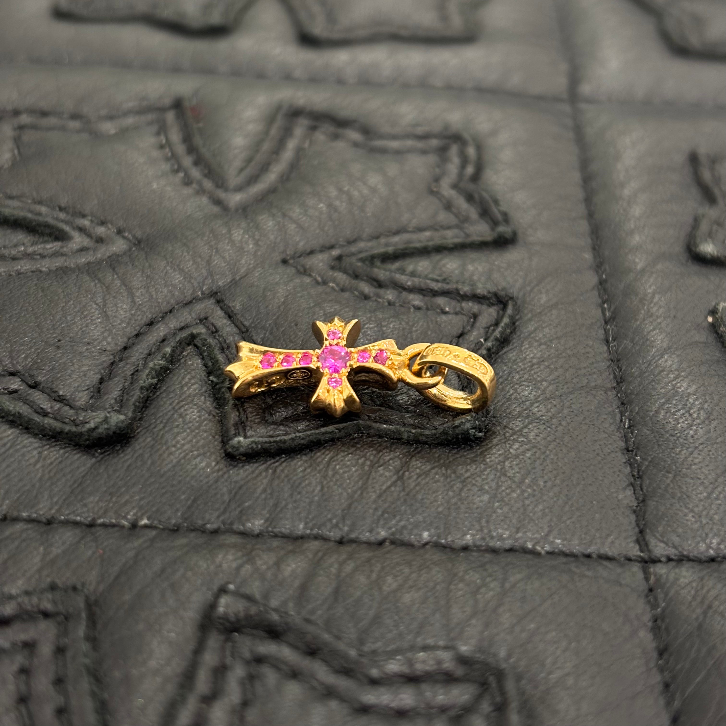 CHROME HEARTS 22K Baby Fat Cross Pave Ruby Pendant Top クロムハーツ 22K ベイビーファットクロス パヴェルビー ペンダントトップ